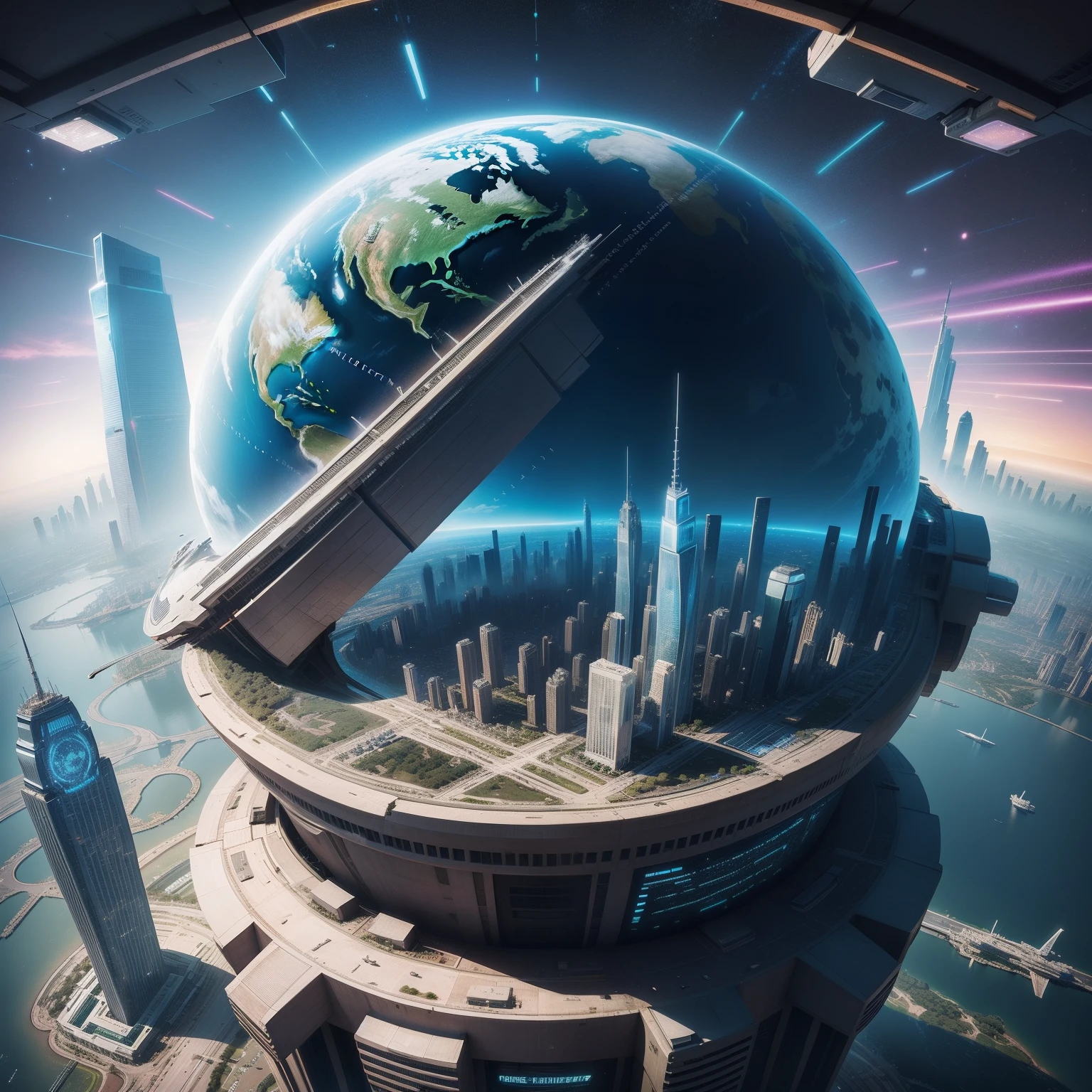 planet earth、Skyscrapers、epcot、futuristic cities、cyberpunked、futuristic cities、top-quality