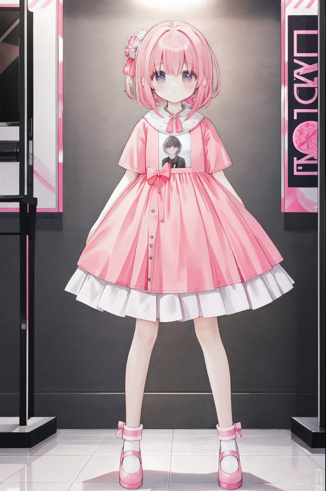 Standing front photography full body pink double ball head