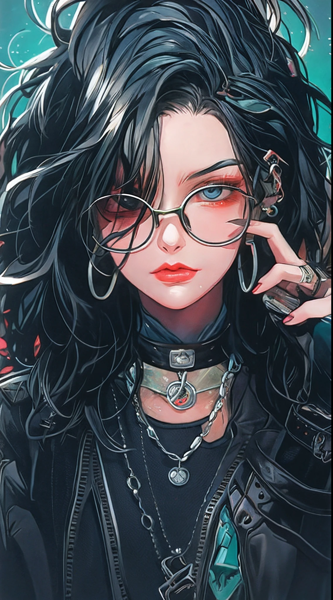 Smoking anime character with black hair and sunglasses, black and white manga style, Gvez style art, amazing, Detailed art style, Charlie Bowter Style, An anime goth girl, detailed manga style, Black and white comics, Detailed Anime Character Art, The buds of art. Attention to detail, striking manga artstyle