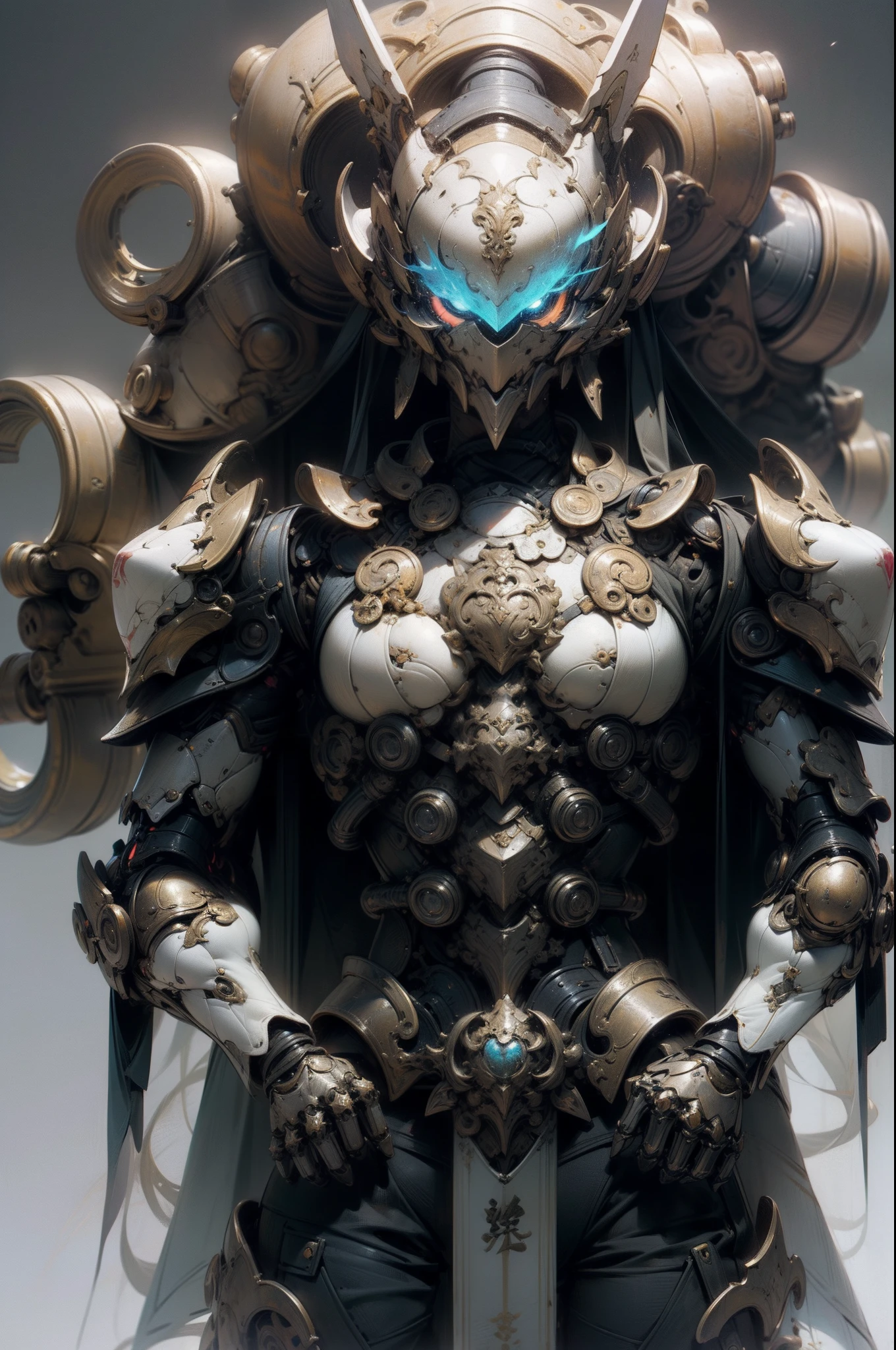 (((top-quality)))、(((masterpiece)))、(((delicate)))、(High Definition CG Illustration)、独奏、full bodyesbian、samurais、ember、s Armor、armor、The sword、(The whole body is a machine:1.2)、Very delicate、Cinematic light