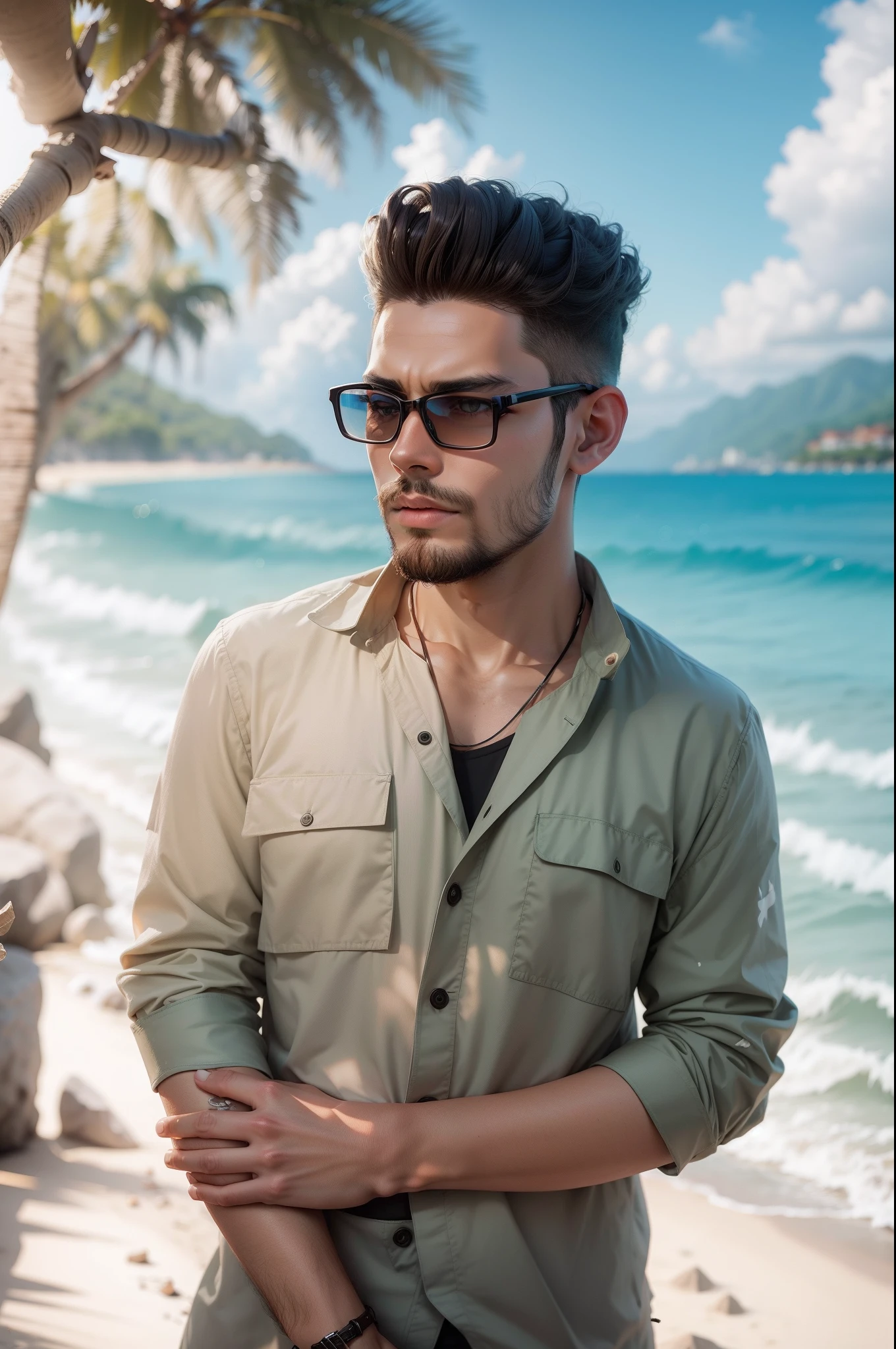 Change background sea beach