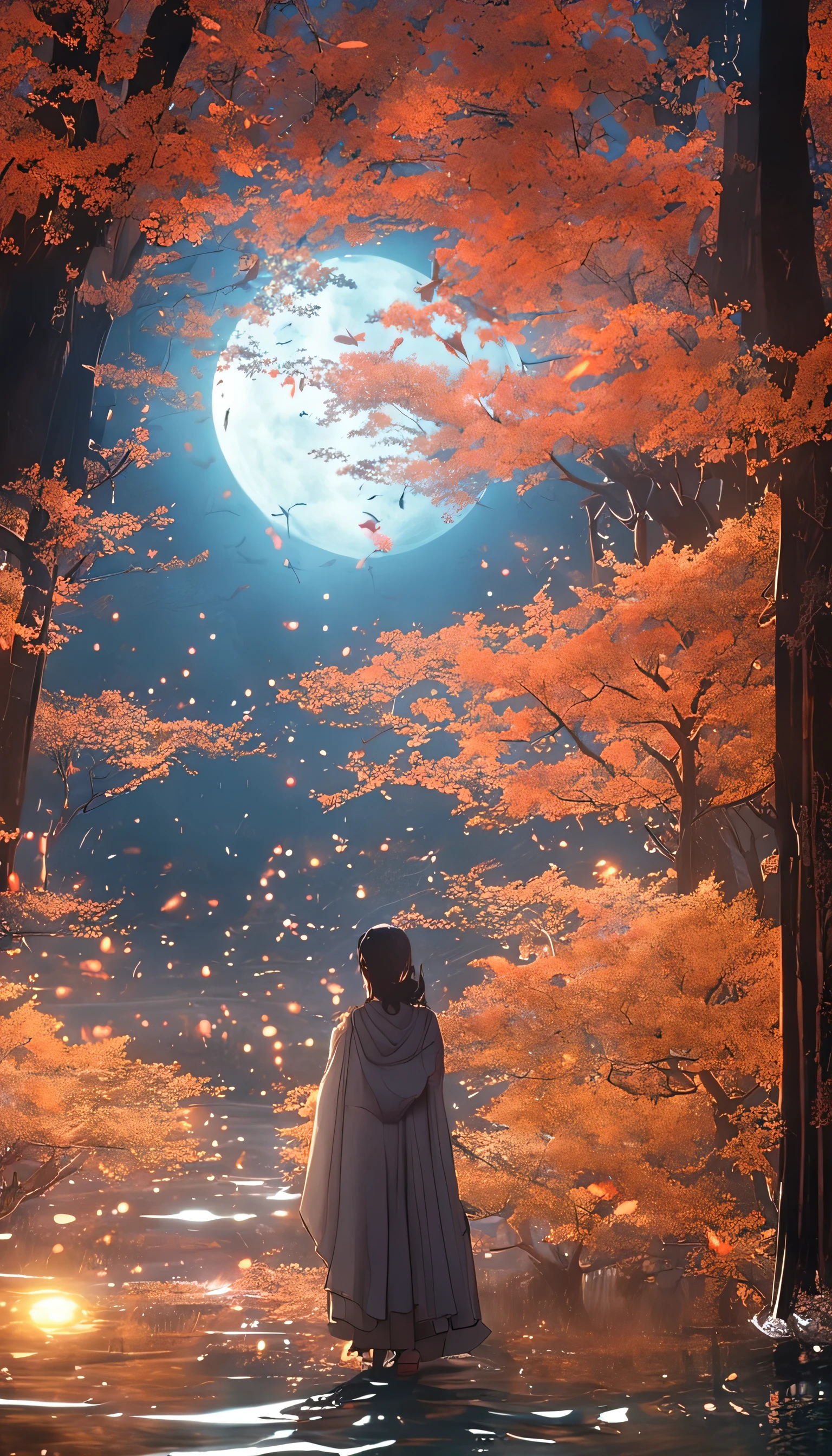 Silver candle autumn light cold painting screen,Light Luo small fan fluttering fireflies。
The night sky is as cool as water,Lie down and watch the morning glory Vega 。