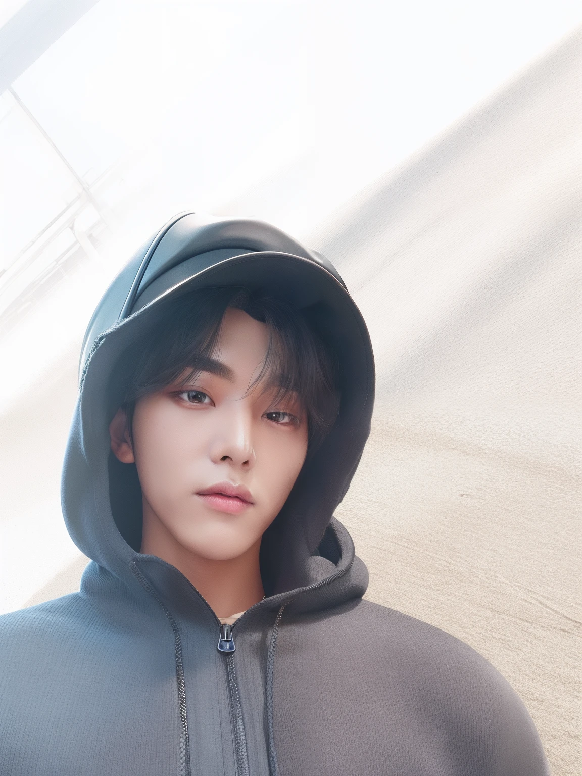 boy, handsome, wearing black hat, black hoodie, thick eyebrows, big nose, fair skin, realistic, ultra detail, 70mm lens,