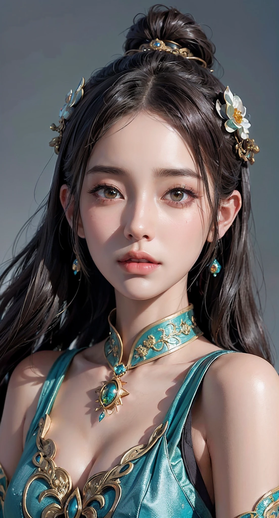 a close up of a woman with a tia on her head, intricate ornate anime cgi style, 4 k detail fantasy, anime cgi, cinematic goddess close shot, inspired by Li Mei-shu, a beautiful fantasy empress, inspired by Lan Ying, smooth anime cg art, close up character, hyperdetailed fantasy character, game cg, ruan jia and artgerm