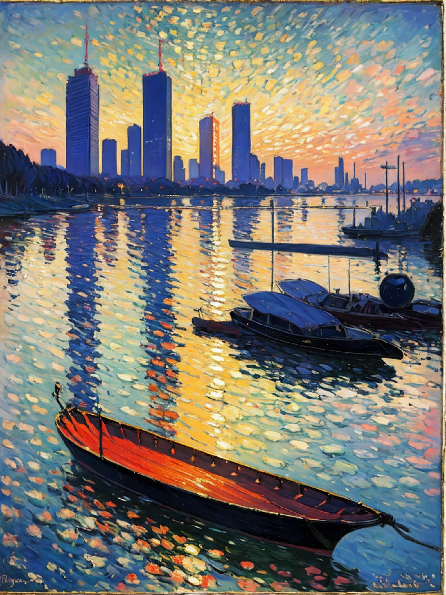 Beautiful oil painting of Tokyo in the style of Claude Monet, offcial art, Impresionismo