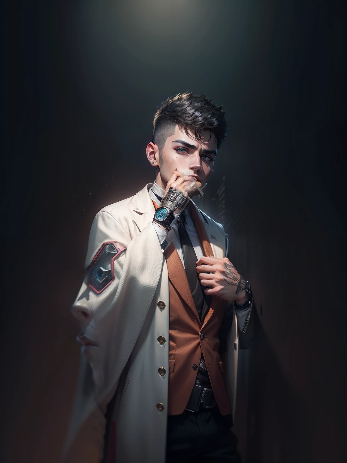 Change background cyberpunk handsome boy realistic face 15 years boy 8k ultra realistic face