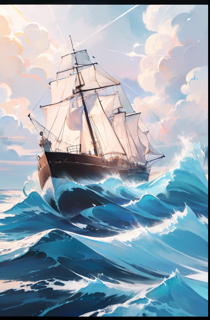 (Colored pencils、Rough painting:1.3)、Raging seas and waves in a storm、Lightning flashes in the night sky、Lighthouse light reaches far、The ship is guided by the light of the lighthouse、A bright light that symbolizes hope and security、Handwriting style that emphasizes wind and wave movement、Create a sense of urgency with rough drawings