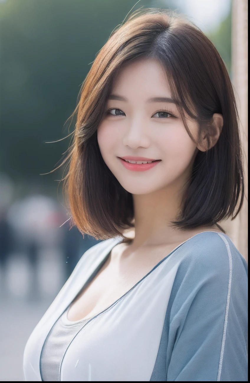 (Artistically、Colossal tits、rhapsody)、20yr old、Wearing a loose black T-shirt、Wearing black tight denim、goddes、bloom、lensflare、(8K、proffesional、top-quality、​masterpiece:1.2)、(realisitic、Photorealsitic:1.37)、ultra-detailliert、(25mm portrait front view)、(Highest Details Skins:1.2)、(Supreme Detail Face:1.2)、Cinematographic lighting、1womanl、japanes、short-hair、(Windy)、Walking on a street corner、Warm white light、An embarrassed smile、shot from front、((top-quality、8K、​masterpiece:1.3))、Beautiful woman with perfect figure:1.4、((dark brown  hair、Colossal tits:1.2))、Highly detailed facial and skin texture、A detailed eye、二重まぶた、