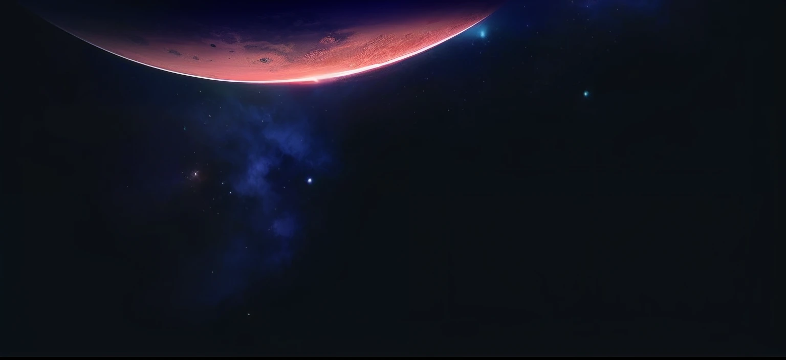 A close-up of a green planet,A blue star in the background, large planet in background, space backround, Mars in the background, space art concept, planet in space over the horizon, spaceengine, sci fi background, space in background, the space background, Big planet on the background, space in background, space backdrop, Half-moon in space