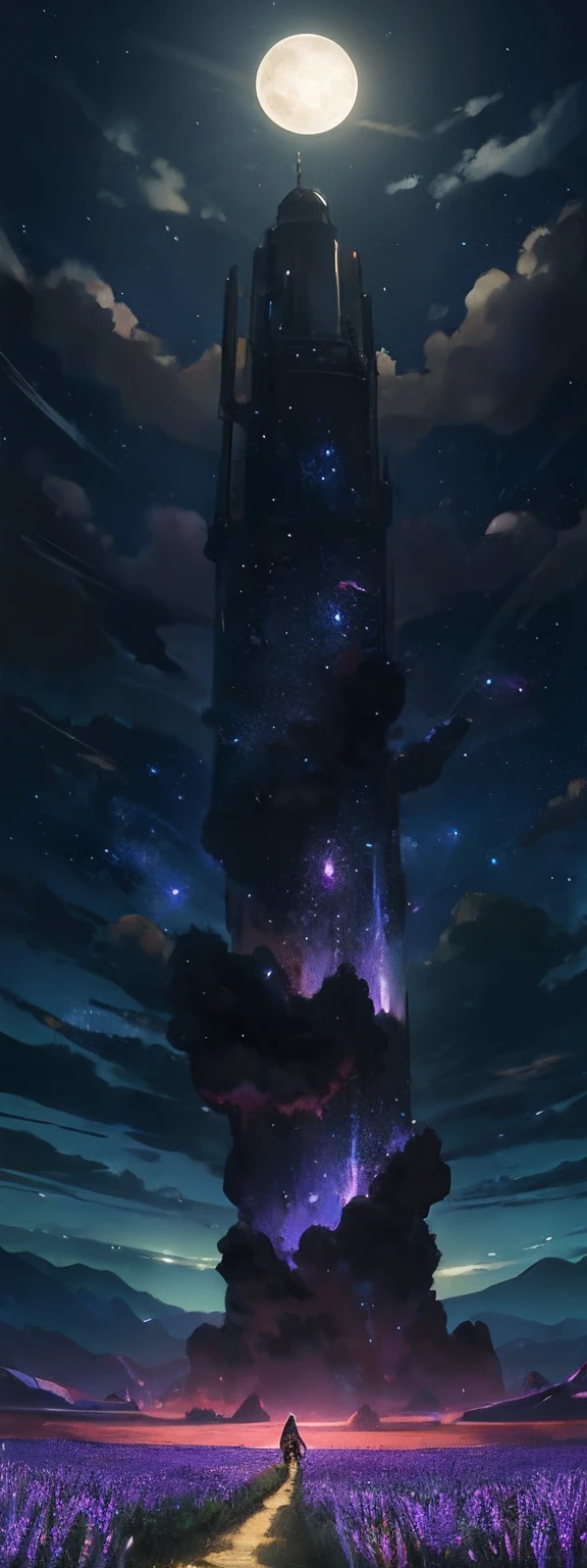 expansive landscape photograph , (a view from below that shows sky above and open field below), a couple standing on flower field looking up, (full moon:1.2), ( shooting stars:0.9), (nebula:1.3), distant mountain, tree BREAK
production art, (warm light source:1.2), (Firefly:1.2), lamp, lot of purple and orange, intricate details, volumetric lighting BREAK
(masterpiece:1.2), (best quality), 4k, ultra-detailed, (dynamic composition:1.4), highly detailed, colorful details,( iridescent colors:1.2), (glowing lighting, atmospheric lighting), dreamy, magical, (solo:1.2)