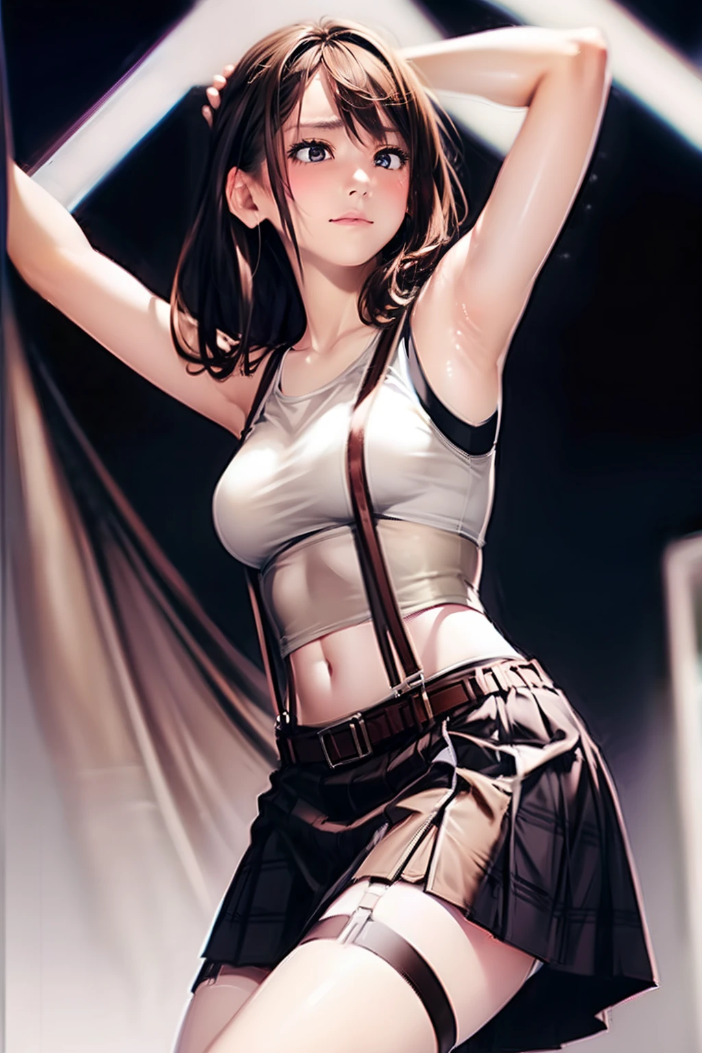 a dutch angle shot of a short hair woman with freckles and (fully bandaged chest and baggy long pants,porcelain skin:1.3), concept art by Kamisaka Sekka, pixiv contest winner, fantasy art, cushart krenz key art feminine, cushart kenz, cushart krenz, highly detailed exquisite fanart, cushart, badass pose, setting inspired by the lord of the rings and world of warcraft and the elder scrolls and warhammer fantasy