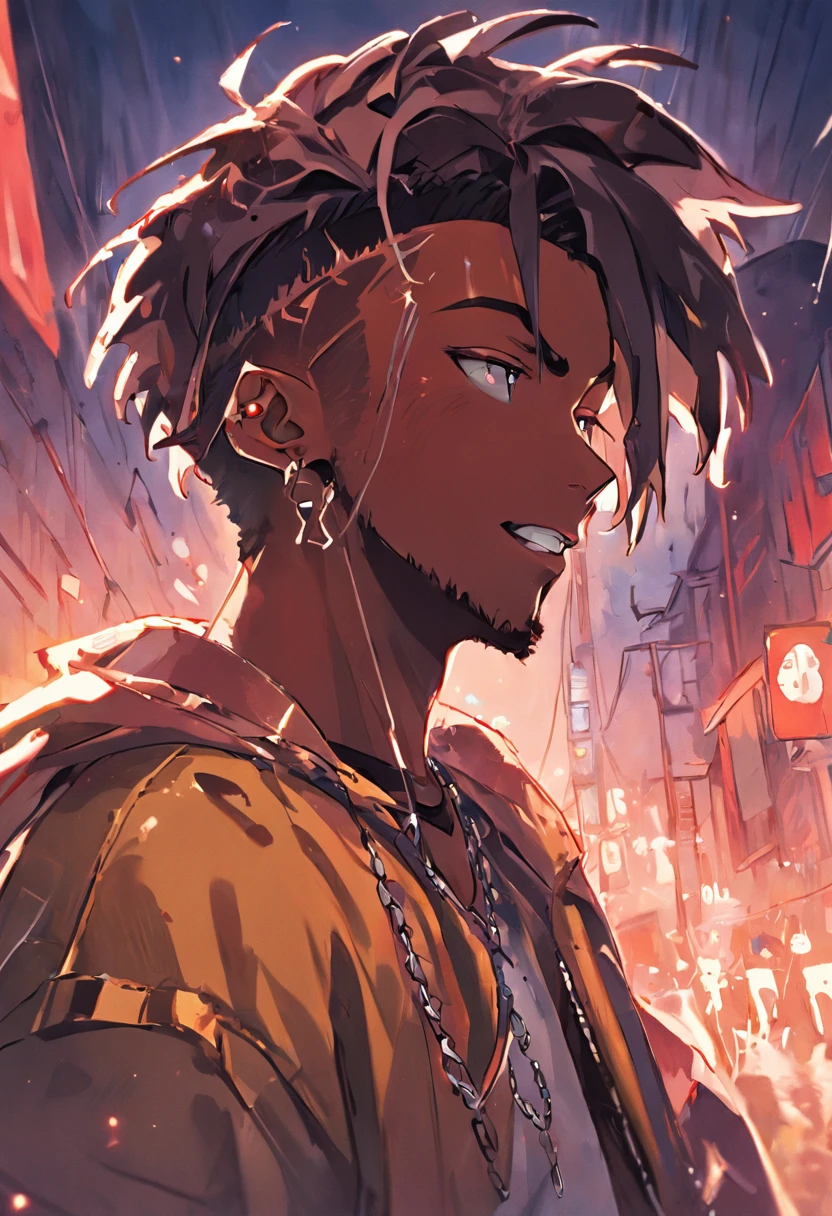 "((Masterpiece)), Best qualified, Black Moor Caramel skin Rapper Hip Hop Hoodlem From the Urban Community with Cornrows French Braid Instagram Hair stylist, Masculin Baggy Cloths, urban street clothes (((BOys in the Hood Menace II:1.3))) society gold teeth gold Grill Diamond neckace jewelry Angry Synical Grin SMile Ear to Ear:1.2 vector logo Brand letters N A L as a comic book Hero, Anime Comic Book Cover::1 , Instagram Hair Stylist, (((Instagram Barber)))crazy colors of shiny plastic film, with steam wave, chartreuse, clear colors, fritillary light, Super detail, light filled composition, dreamy composition, y2k aesthetic, Lightning, 32K, trending on artstationh, Super detailed, Intricate face, rendering by octane, blender, Masterpiece, Best quality, \(colored ink drawing:1.1\),\(ink spatter:1.1\),\(Color splattering:1.1\),\(Colorful:1.16\), \(aquarelle:1.16\), Soft lighting, Digital painting, art stations, concept-art, smooth, Sharp focus,ross tran(Ross Tran)and greg rutkowski(Greg Rutkowski)and Alphonse Mucha(Alphonse Mucha)and Buck Carroll(Bak Karol)of works of art, unreal engin 5,rendering by octane,\(2D:1.2\), limited palette flat color, light and space, a wide variety of pastel shades, All in high definition and detail, Deep space, stars, galaxias, colorful space rocks, a lot of energy and emotion!"