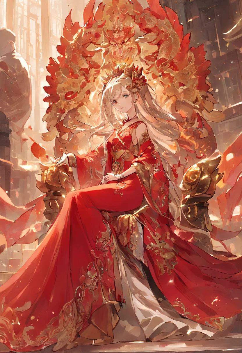 (Ultra-realistic 8k CG:1.2),Perfect artwork,delicate patterns,Complicated details,(Unbeatable masterpiece,Best quality at best:1.2),(extremly intricate:1.2),
A woman who is eye-catching,She wore a gorgeous red and gold dress,The dress is embroidered with brilliant patterns,The gold thread shines with a delicate light,Her curvaceous figure,The dress perfectly outlines her graceful figure,Give her a noble and elegant temperament,Sit on a huge red dragon chair,The back of the chair is embroidered with a golden dragon pattern,Highlight the royal dignity,On each side of the dragon chair are a pair of screens painted with exquisite auspicious patterns。
She wears a brilliant phoenix crown,The crown is encrusted with precious gemstones and silver jewelry,Phoenix feathers hanging from the forehead danced,The crown is embellished with red ribbons,Sway gently。
The wedding scene is bustling and elegantly furnished,A huge golden word "Xi" hangs in the center of the venue,The venue is surrounded by red and gold lanterns and garlands,Brilliant light and floral scents fill the air,Festive and homely feeling。
Worship ceremonies,Around the venue, a circular banquet is arranged,The ornate tablecloth is embroidered with intricate patterns,The table is filled with exquisite Chinese dishes and a variety of dim sum,Guests arrived in full costume,You look at it,Full of laughter and blessings,Everyone talks to each other,Share the joy and joy to the fullest。
(red palace:1.2),(Chinese Ancient Architecture),(rot:1.8),natta。