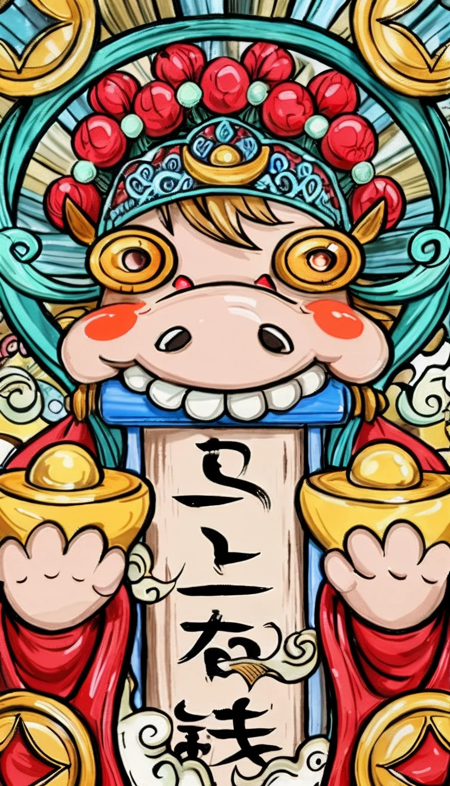 Close-up of the horse，There are a lot of symbols on it, Chinese mythology, horse warrior, chinese three kingdoms, author：Kitasan Okada, chi-gong, 👰 🏇 ❌ 🍃, Chinese traditional, Inspired by Hu Zaobin, The horse is on top, beijing, inspired by Shunkōsai Hokushū