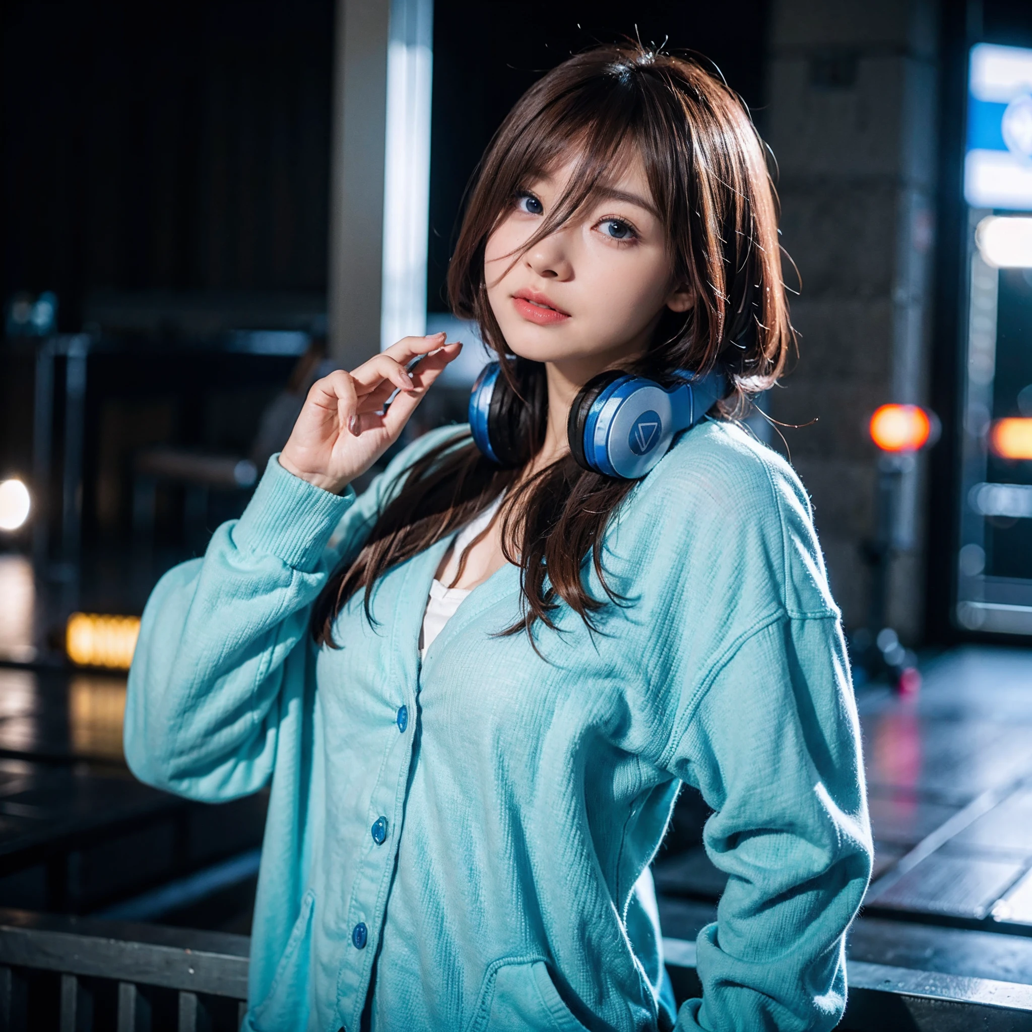 （（dressed casually、long、Long bangs、red hair、e Blue Eyes、Colorcon、Big blue headphones around the neck））、（NSFW、8K、Raw photography、top-quality:1.4、hight resolution:1.4、tmasterpiece:1.4）、（hyper realisitc:1.4）、1girll、hentail realism、The ultra-detailliert、Photorealsitic:1.4、unbelievable Ridiculous、Ulzo-6500-V1.1:0.33、closeup cleavage、Floating hair、Soft light、Cinema Lights、film grains、full body Esbian、depth of fields、Blurred back、bokeh dof:1.4、eyes focus、angle of view、85mmレンズ、F/1.4、profetional lighting、lensflare、Luminescent particles:0.6、Professional Writing、Polate:0.6、photon maping、Radio City、physically-based renderingt、Transparency、one girls、well-styled、light skinned:1.1、Cute Baby Turtle:1.5