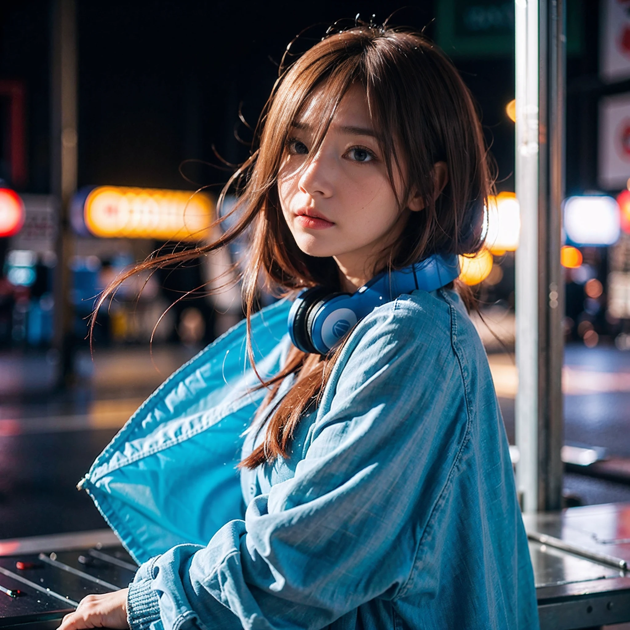 ((dressed casually、long、Long bangs、red hair、e Blue Eyes、Colorcon、Big blue headphones around the neck))、(NSFW、8K、Raw photography、top-quality:1.4、hight resolution:1.4、tmasterpiece:1.4)、(hyper realisitc:1.4)、1girll、hentail realism、The ultra-detailliert、Photorealsitic:1.4、unbelievable Ridiculous、Ulzo-6500-V1.1:0.33、closeup cleavage、Floating hair、Soft light、Cinema Lights、film grains、full body Esbian、depth of fields、Blurred back、bokeh dof:1.4、eyes focus、angle of view、85mmレンズ、F/1.4、profetional lighting、lensflare、Luminescent particles:0.6、Professional Writing、Polate:0.6、photon maping、Radio City、physically-based renderingt、Transparency、one girls、well-styled、light skinned:1.1、Cute Turtle:1.5