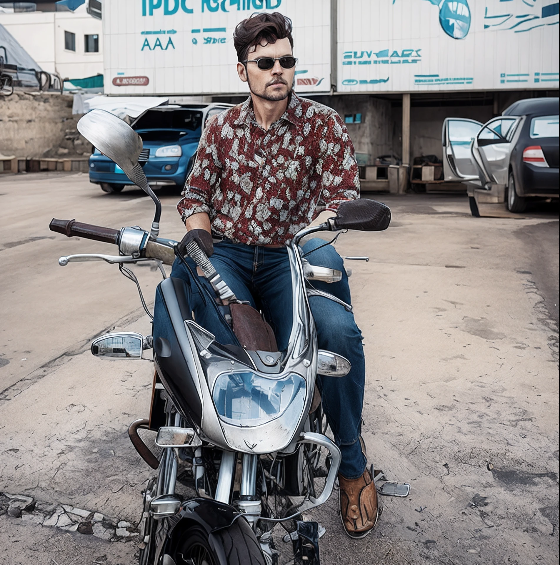 Background professional parking lot with ladies helmet,