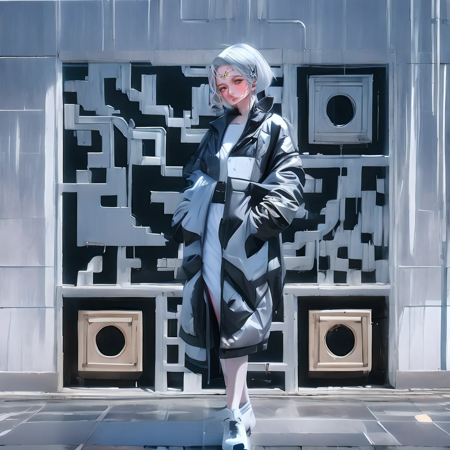 Arabian woman with blue hair and a blue hoodie with flowers, Inspired by Shinsui Ito, decorative dark blue clothing, Inspired by Rouki, Works inspired by Kano Hogai, Pop Japonism 3d Ultra Detailed, Inspired by Mei Qing, dark blue + Dark orange, harmony blue jacket, Inspired by Gao Sen
