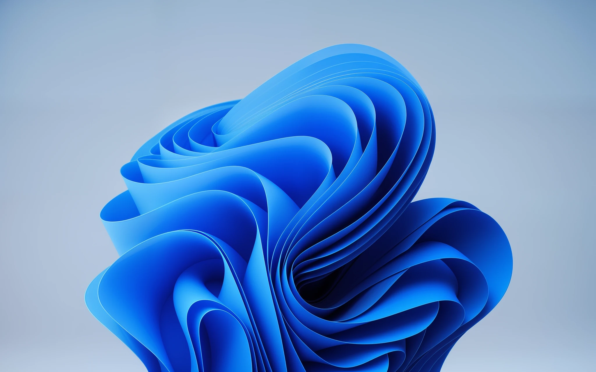 There is a blue paper sculpture that looks like a wave, abstract cloth simulation, abstract 3d rendering, stylized dynamic folds, flowing forms, stylized layered shapes, 3d abstract render overlayed, epic 3 d abstract model, blue realistic 3 d render, twisted shapes, interacte smooth flowing lines, flowing material, 3 d material