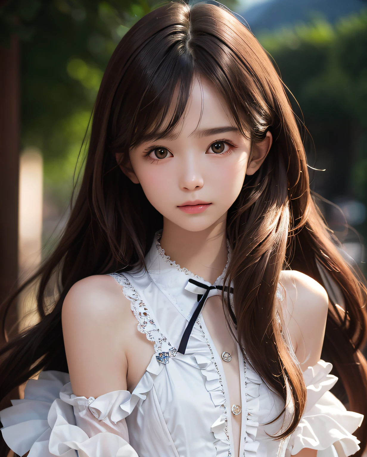 best quality, ultra hi res, photoreaslistic, a photography of a beautiful girl,  detailed face, undressing, (detailed Cropped lace blazer with a lot of frills and ribbons), Mountain, (face close up), seductive look, looking at another, random background, Sofia, 
Pure_Innocent_girl, pureerosface_v1, (upper body),  pov, (((depth of field))), pale and lustrous skin, (small breasts), neon glow, random background,  vivid,detailed, realistic, beautiful, stunning lighting, stunning reflections, sun rise, bokeh mood,  very long hair,,