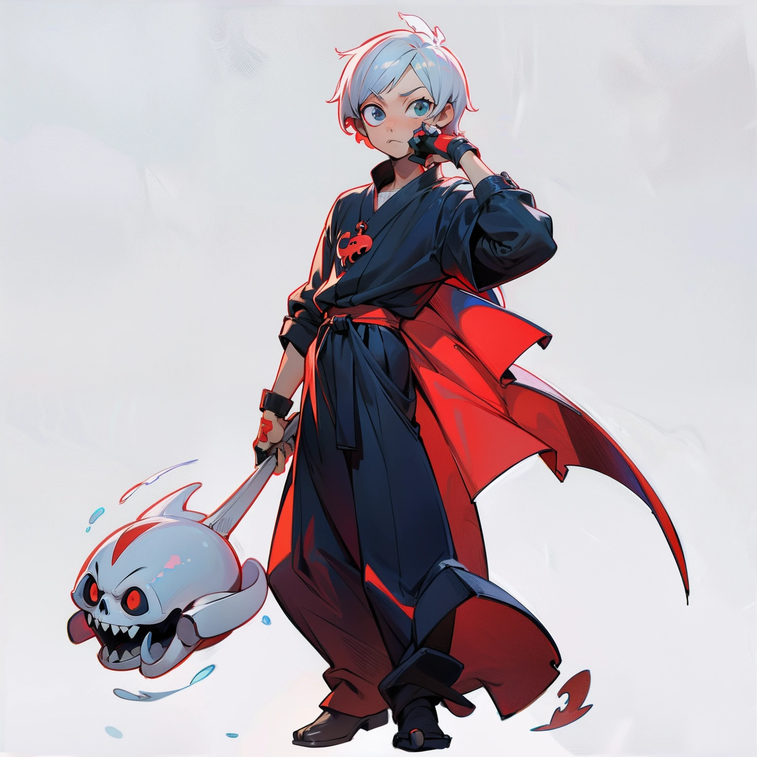 masutepiece, Best Quality, Full body shot, No background, White background, Hand of Death, Man's, Chibi, God's Left Hand Devil's Right Hand