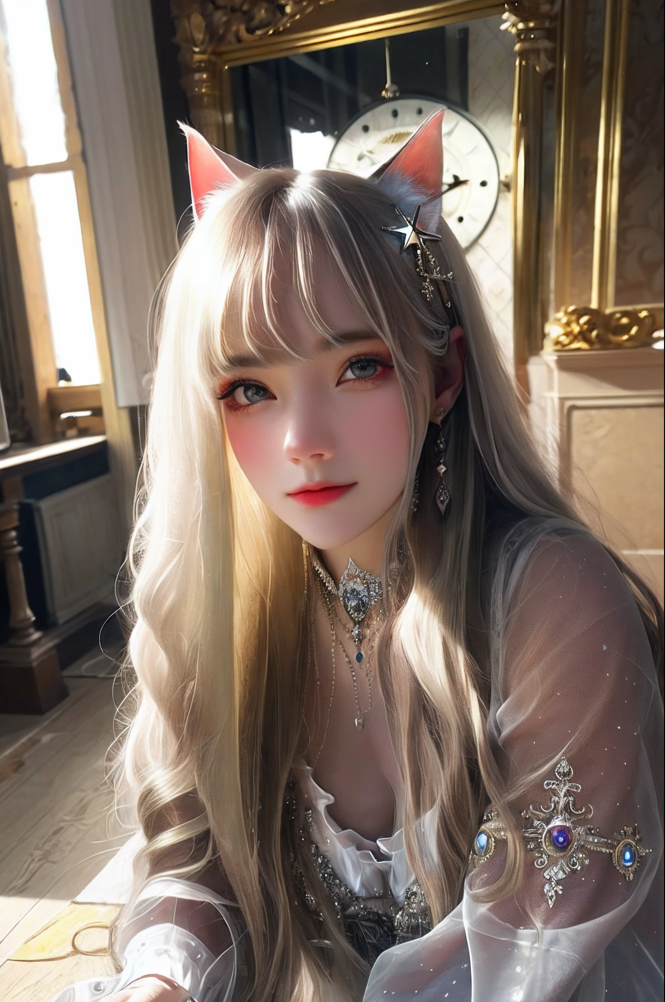 {masterpiece},{bestquality},{1girl},Amazing,beautifuldetailedeyes,finelydetail,Depthoffield,extremelydetailedCG,original,extremelydetailedwallpaper,white_hair,magic_circle,cat_ears,long_hair,white_hair/yellow_eyes,wand,pentagram,clock,{masterpiece},{bestquality},{1girl},Amazing,beautifuldetailedeyes,finelydetail,Depthoffield,extremelydetailedCG,original,extremelydetailedwallpaper, white_hair