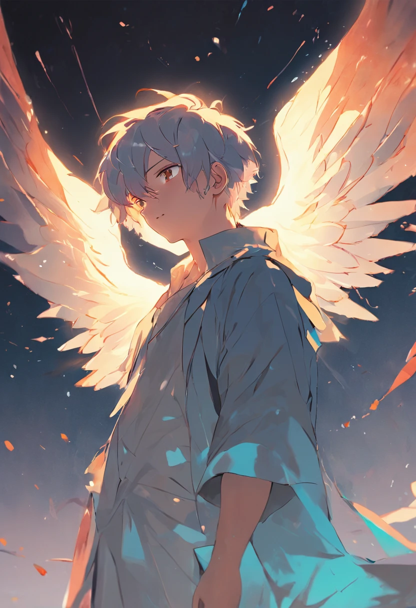 OilPaintStyle,Delicate depiction,1 god boy,Has pure white wings,male people