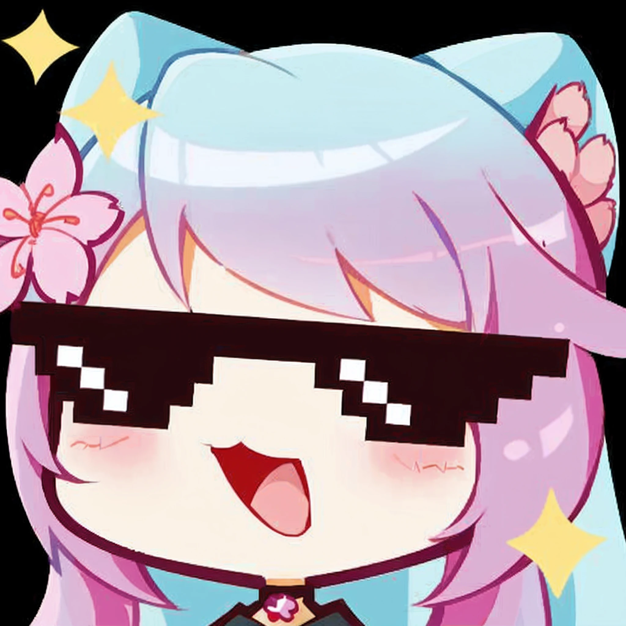 One wears glasses，Cartoon girl with bow on her head, nekomimi, anime moe art style, ahegao face, shikamimi, ahegao, discord profile picture, [[[[grinning evily]]]], mikudayo, cute anime face, ig studios anime style, Waifu, discord pfp, twitch emote, shirabii