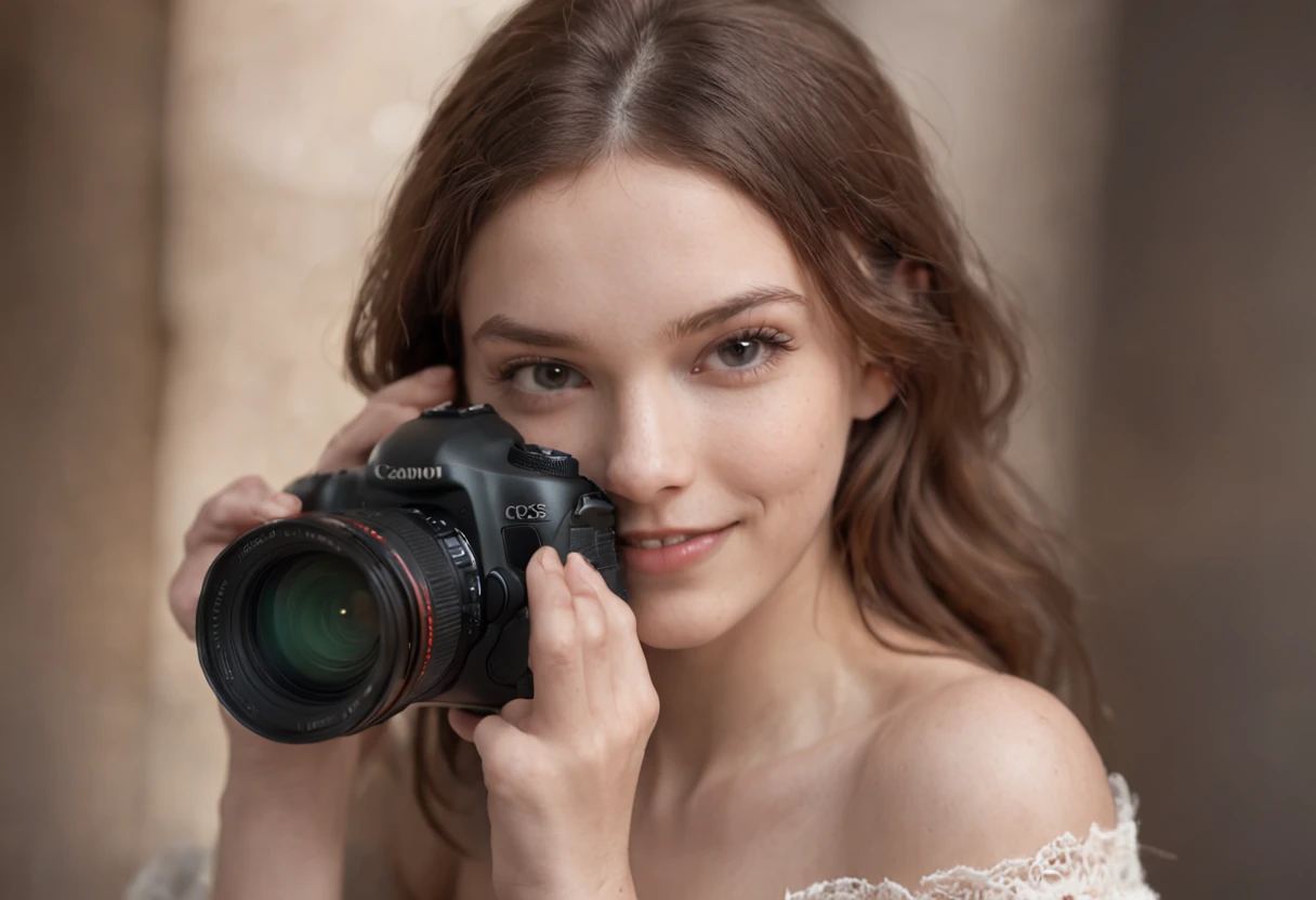 18-year-old  girl, who hardly wears any clothes and approaches the camera with a smile on his face. Der Hintergrund steht in Flammen.