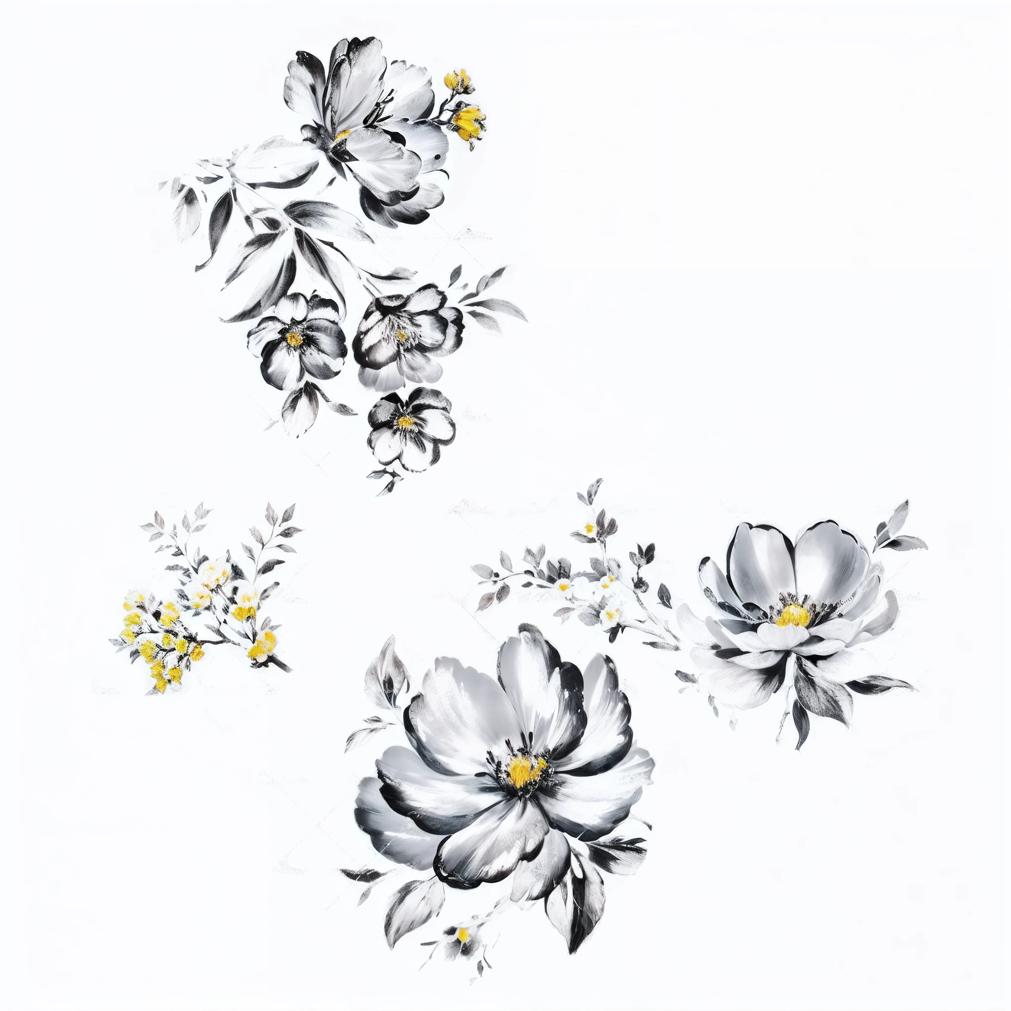 peony flower,There are branches,4k,Backgrounid branco,Menos folhas