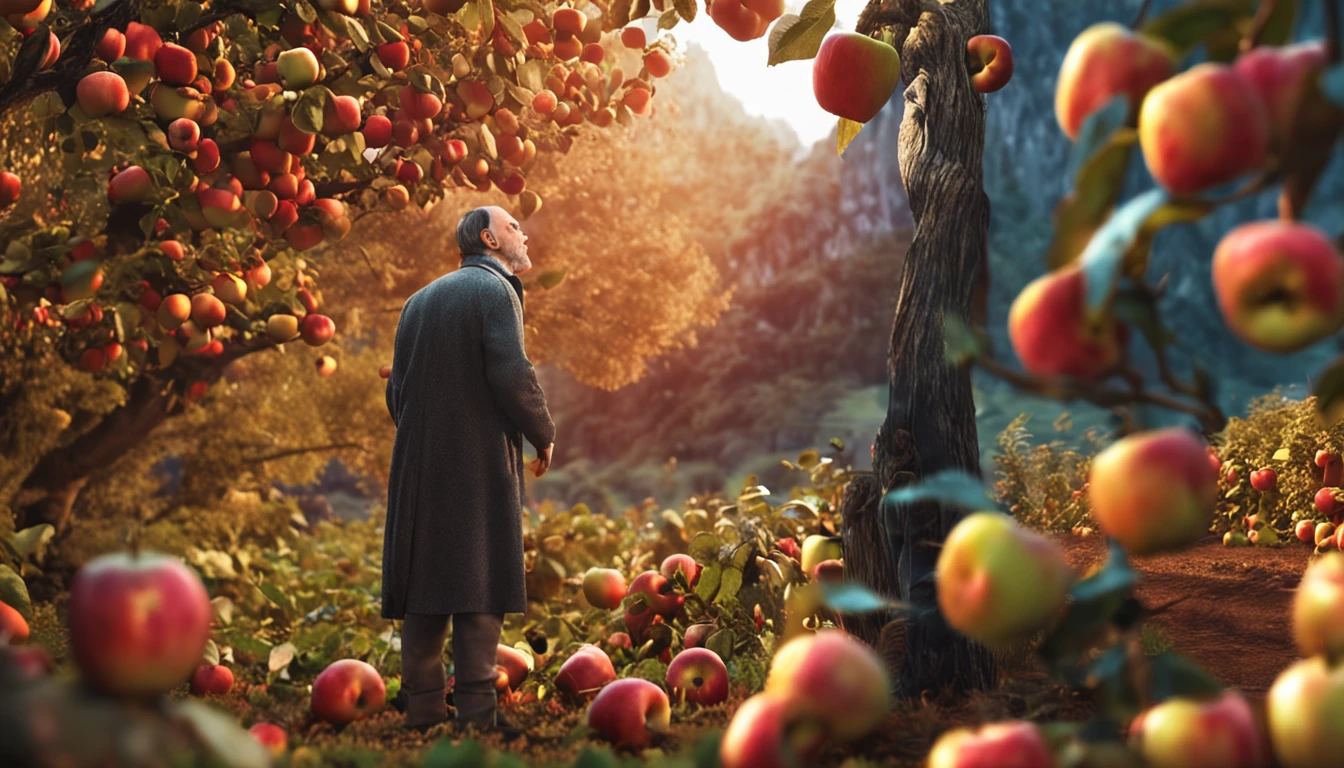 a man picking an apple