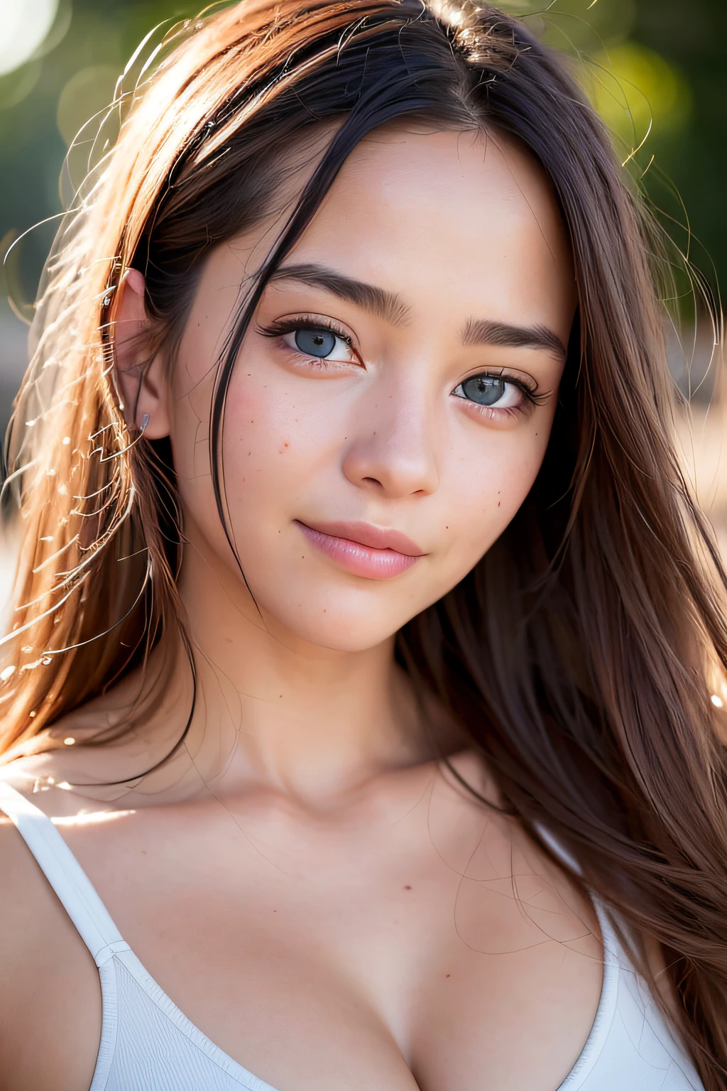 (realistic, photo-realistic:1.37),(8k, RAW photo, best quality, masterpiece:1.2), cute, ultra-detailed,heart-shaped pupils,physically-based rendering, ultra high res, kodakvision color, shot on Arricam LT Camera, bokeh, sharp focus,
looking at viewer,photorealistic,realistic, solo, photorealistic, best quality,extremely detailed face,extremely detailed eyes and face, beautiful detailed eyes,absurdres, incredibly absurdres,haunting smile,Messy hair, floating hair, ,