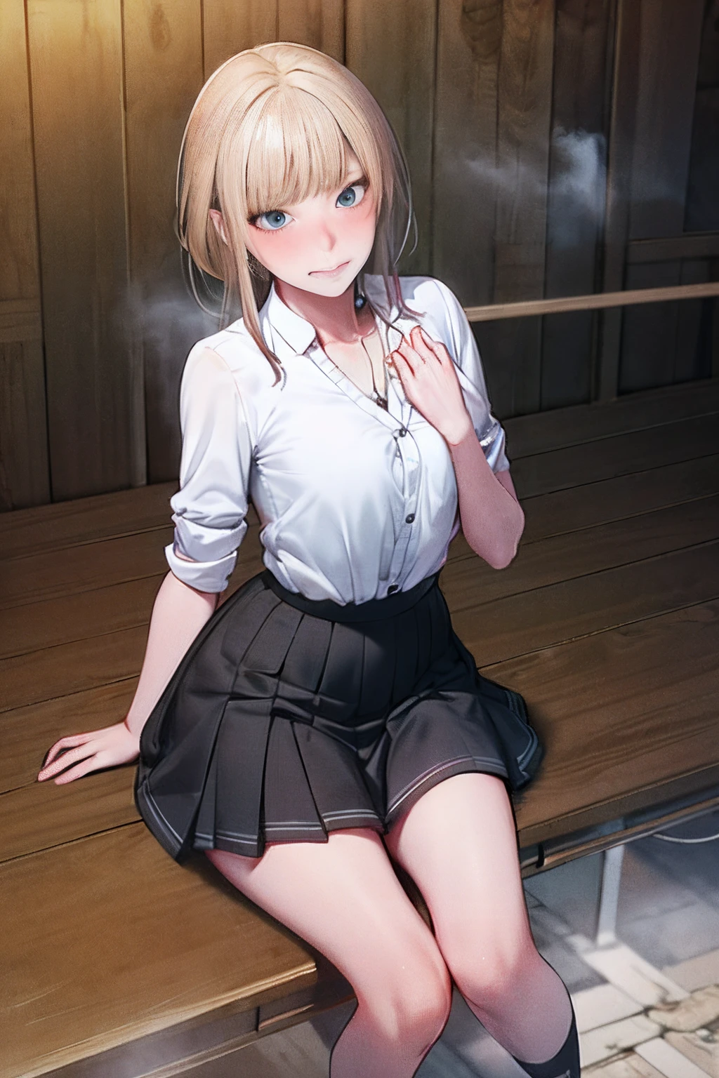 ​masterpiece, top-quality, hight resolution, KR1, Blue eyes, A smile,bangss, white  shirt, a black skirt, Stand on your fingers, pleatedskirt, sockes, small tits, a blond, cowboy  shot,(8K, Raw photo, Best Quality, masutepiece:1.2), high-definition RAW color photography, professional photograpy, (Realistic, photographrealistic:1.37), ((Best Quality)), Cinematic Light, (finerly detailed face:1.2), (masutepiece:1.5), (Best Quality:1.2), ),nffsw, (Big hair), , NSFW,Naked,fullllbody,Peeing,blush,Sexual slavery, torture, gang-rape, assault, Rape, Rough sex,Detailed face, Detailed , Detailed genitals, Detailed , Steaming by mouth, Steaming from , Painful expression, Pee gushing from the urethra