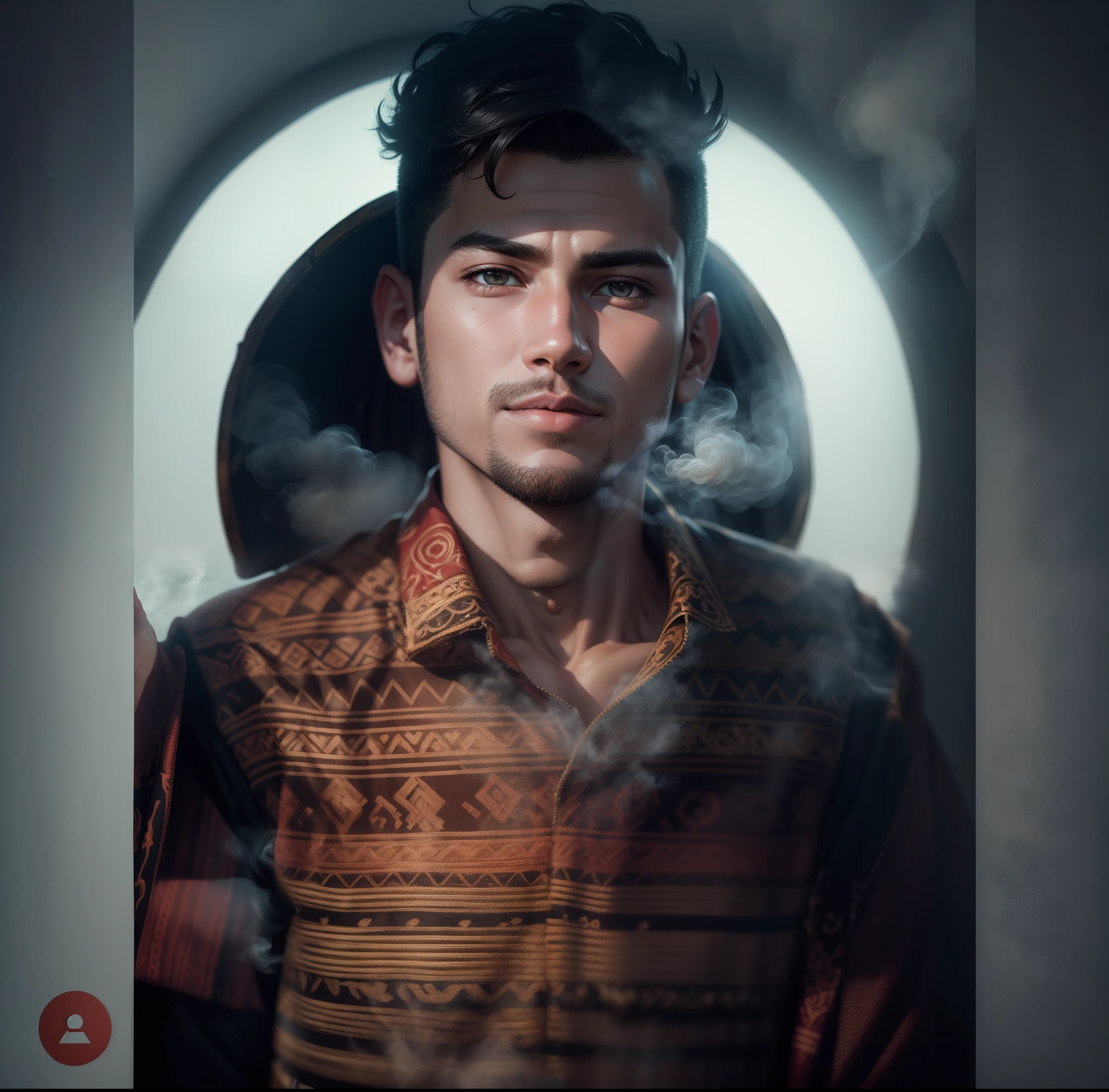 Handsome boy realistic portrait, sigma 85mm1.4mm, realistic face , backlight smoke light ,