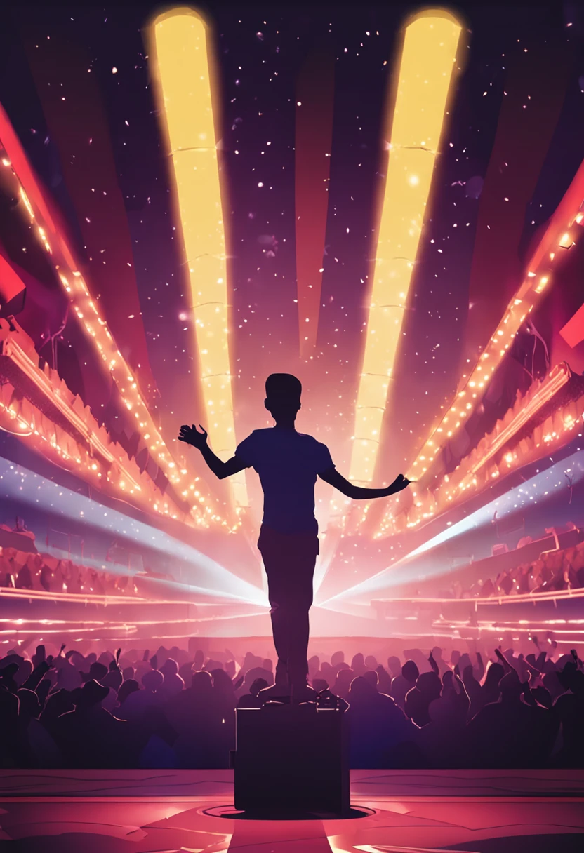 Person in silhouette in the spotlight, palco, luzes, holofotes, destaque