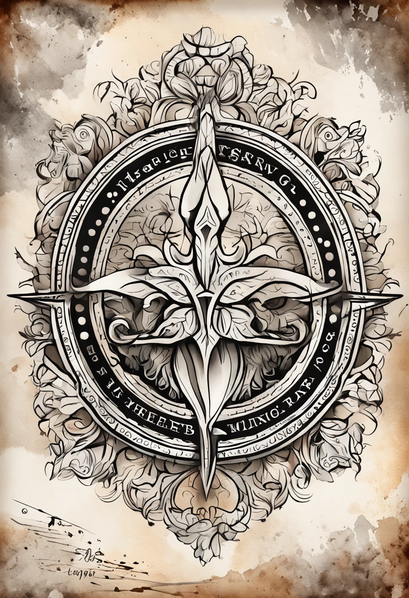 Design circular, design de camisetas, vikin 2d illustration, Epic lighting, Realistic, cinematographic, fundo escuro, preto e branco, --v 5.1 --estilizar 500 --ar 3:4