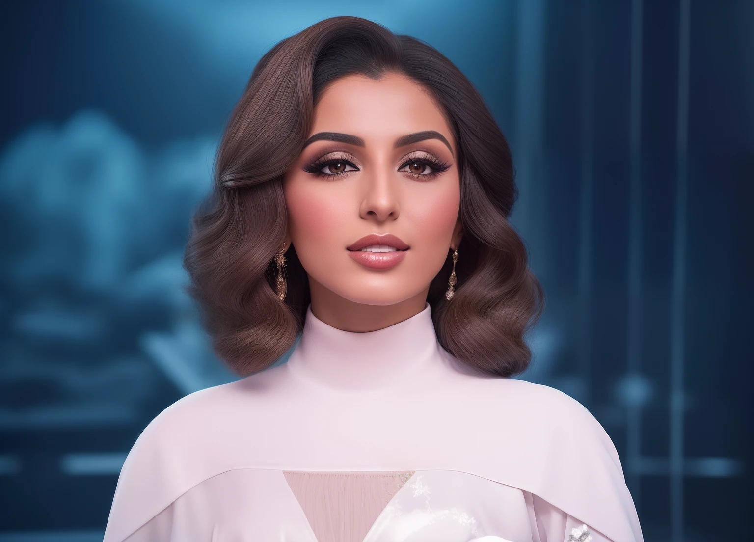 Close-up of a woman in a black and white dress, Princess of the Greek Tawil, Tanned Princess Tall, Beautiful Iranian woman, Arabian Princess Tawil, Inspired by Mariam Al Hashemi, Arab Amira Tawil, Promotional photo session, With professional makeup, Inspired by Jalali Farhani's tariff