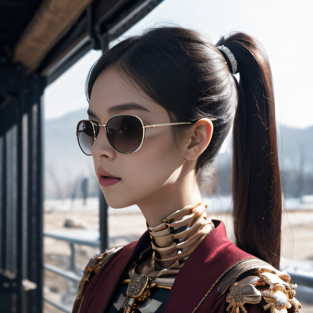 near pond,32K(tmasterpiece,k hd,hyper HD,32K)Burgundy double ponytail,flower stick,Indigo Skull King ,Hold the big G steering wheel (The skeleton is realistic:1.4),Python pattern robe,Silver skull flower ornaments,Sargin linen cloak,Petals flutter,Black gold marble sunglasses,Hold your head high,Be proud,The nostrils look at people, A high resolution, the detail, RAW photogr, Sharp Re, Nikon D850 Film Stock Photo by Jefferies Lee 4 Kodak Portra 400 Camera F1.6 shots, Rich colors, ultra-realistic vivid textures, Dramatic lighting, Unreal Engine Art Station Trend, cinestir 800,Hold your head high,Be proud,The nostrils look at people,Tsundere,Petals flutter,Petals flutter,Sprinkle with gold dust,Fluttering,Impeccable,( reasonable design, Clear lines, High sharpness,Best quality, Very detailed skeleton, The skeleton of a masterpiece, offcial art, movie light effect, 4K skeleton(((Snow red marble sunglasses)))Black gold marble sunglasses