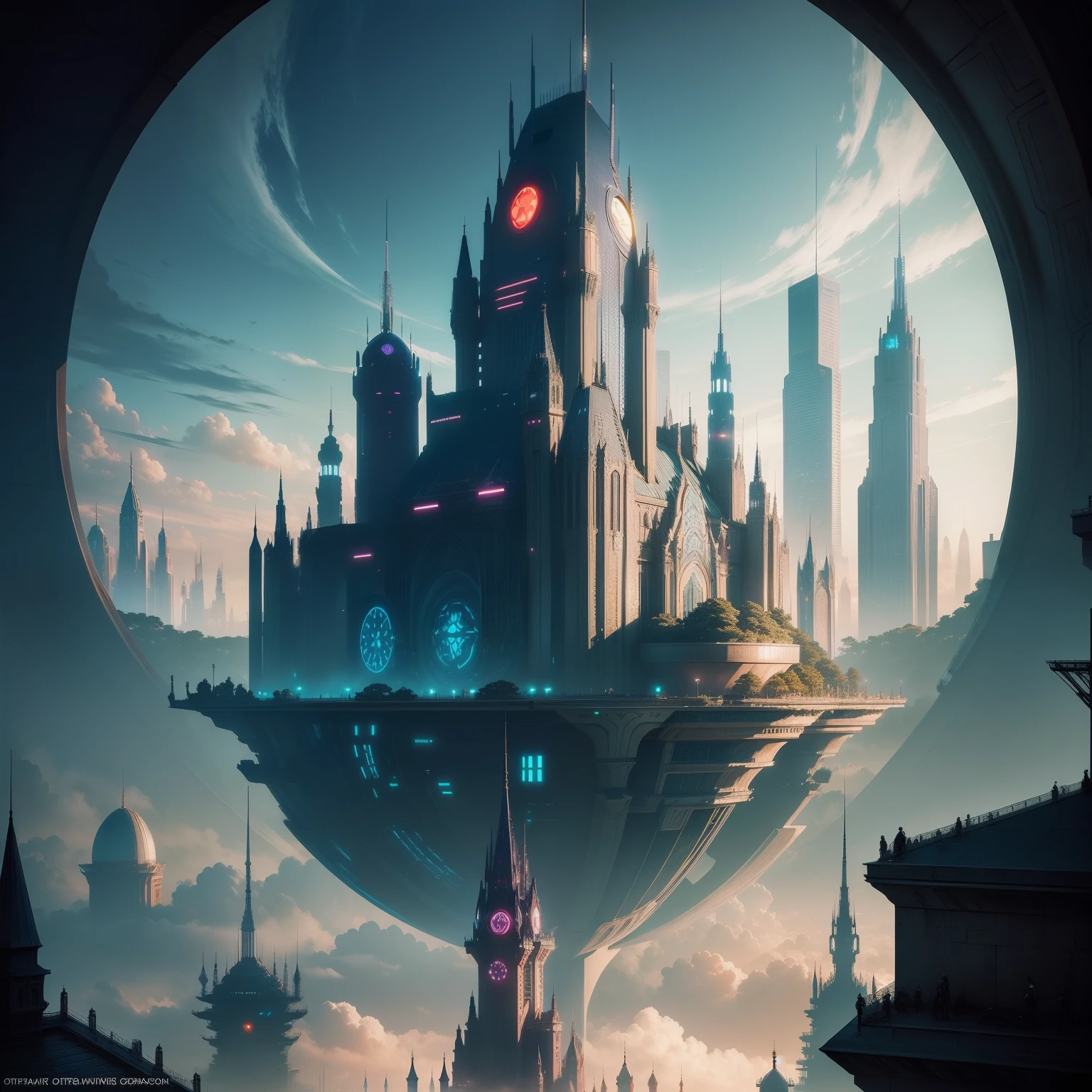 cyberpunked epcot Super huge castle Huge skyscrapers futuristic cities top-quality masterpiece 超A high resolution dream