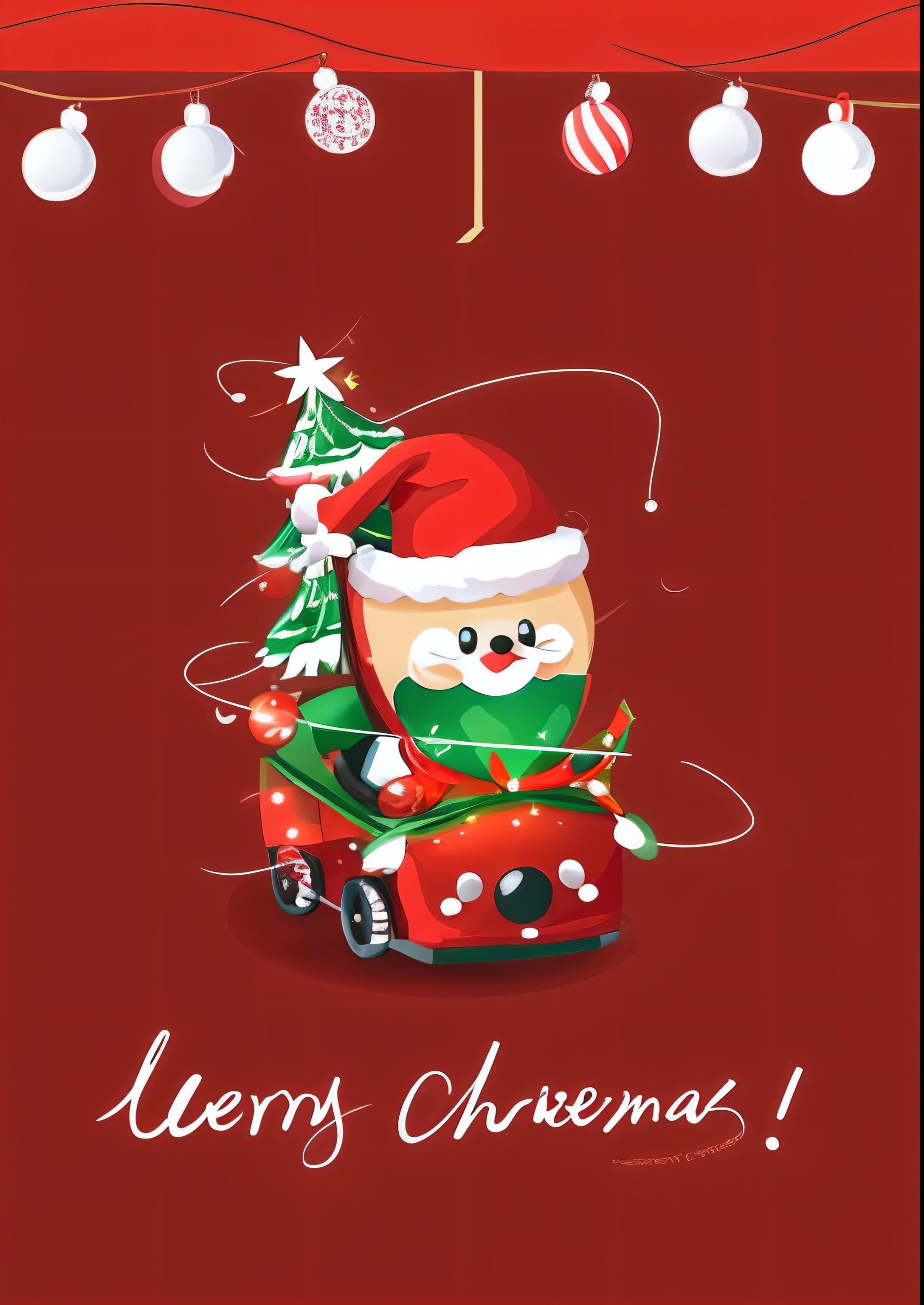 There was a Santa Claus riding a car with a Christmas tree, festivity, cheerfulness!!!, illustration!, Wallpaper phone, phone background, Cute:2, santa, cute artwork, 8K)), 1128x191 resolution, iPhone background, iphone wallpaper, Merry, author：Master of Han Chinese, cheerfulness, 2D, 2 d, hight decorated，cartoony，Simple