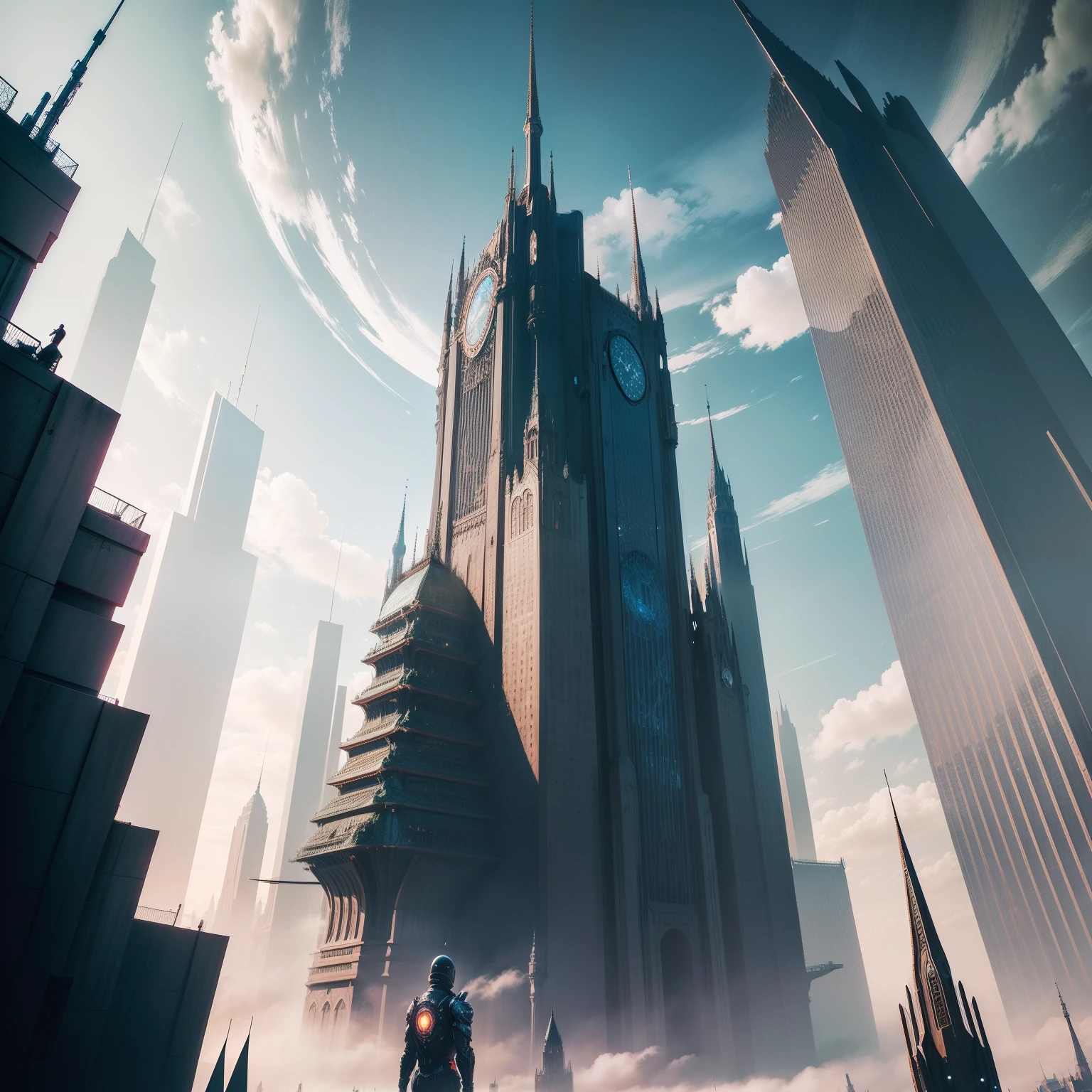 cyberpunked epcot Super huge castle Huge skyscrapers futuristic cities top-quality masterpiece 超A high resolution dream