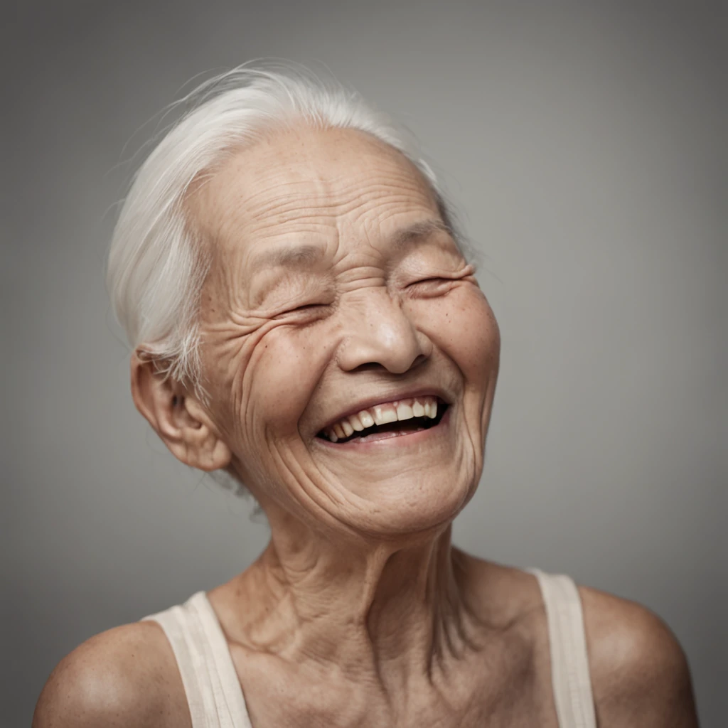 The old man laughed，Happiness is overflowing。