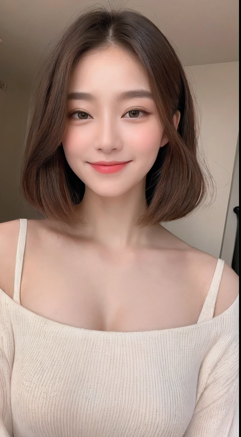 ((Best Quality, 8K, Masterpiece: 1.3)), 1girl, Slim Abs Beauty: 1.3, (Hairstyle Casual, Big Breasts: 1.2), Dress: 1.1, Super Fine Face, Delicate Eyes, Double Eyelids, Smile, Home