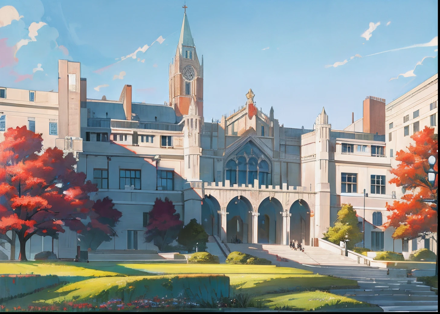 (masterpiece, best quality), modern design , photographic, nostalgic, hyper-detailed, morning, breathtaking scenery, urban,havard ,USA, . Nostalgic feeling  ,A University campus ,fit to resolution