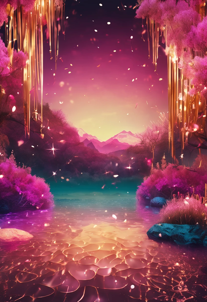 Background cores dourada com escura, Bright birthday decorations, ethereal backdrop, ethereal backdrop, birthday party, amazing scenery, Birthday decorations, card
