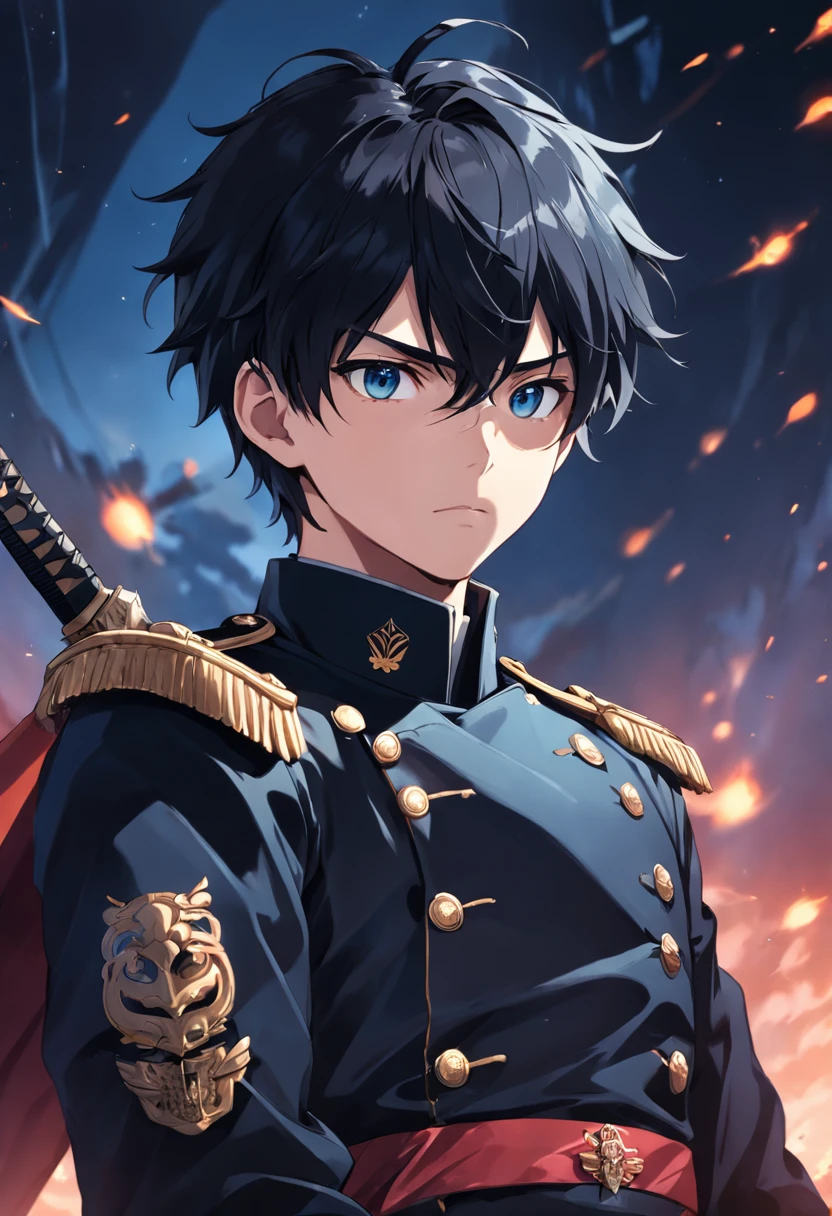 Young men, Black military uniform, Front face, Fantasia