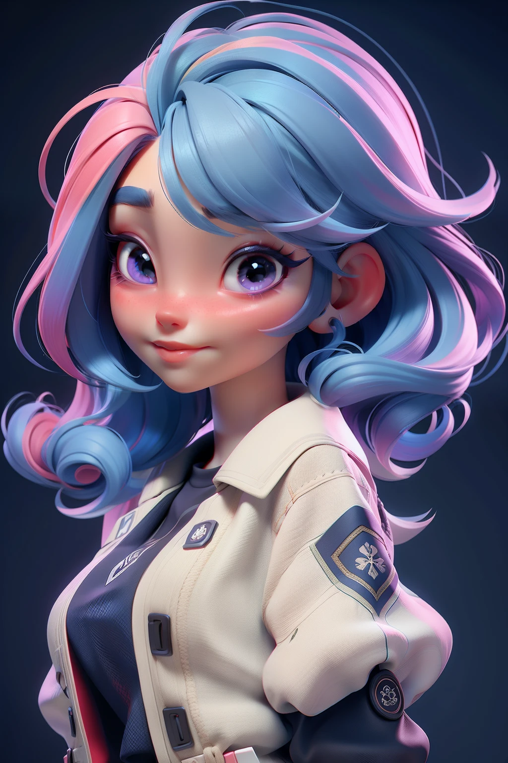 3d cg style,(巨作, Top Quality, Best Quality, woman in monochromatic light), rainbow hair
