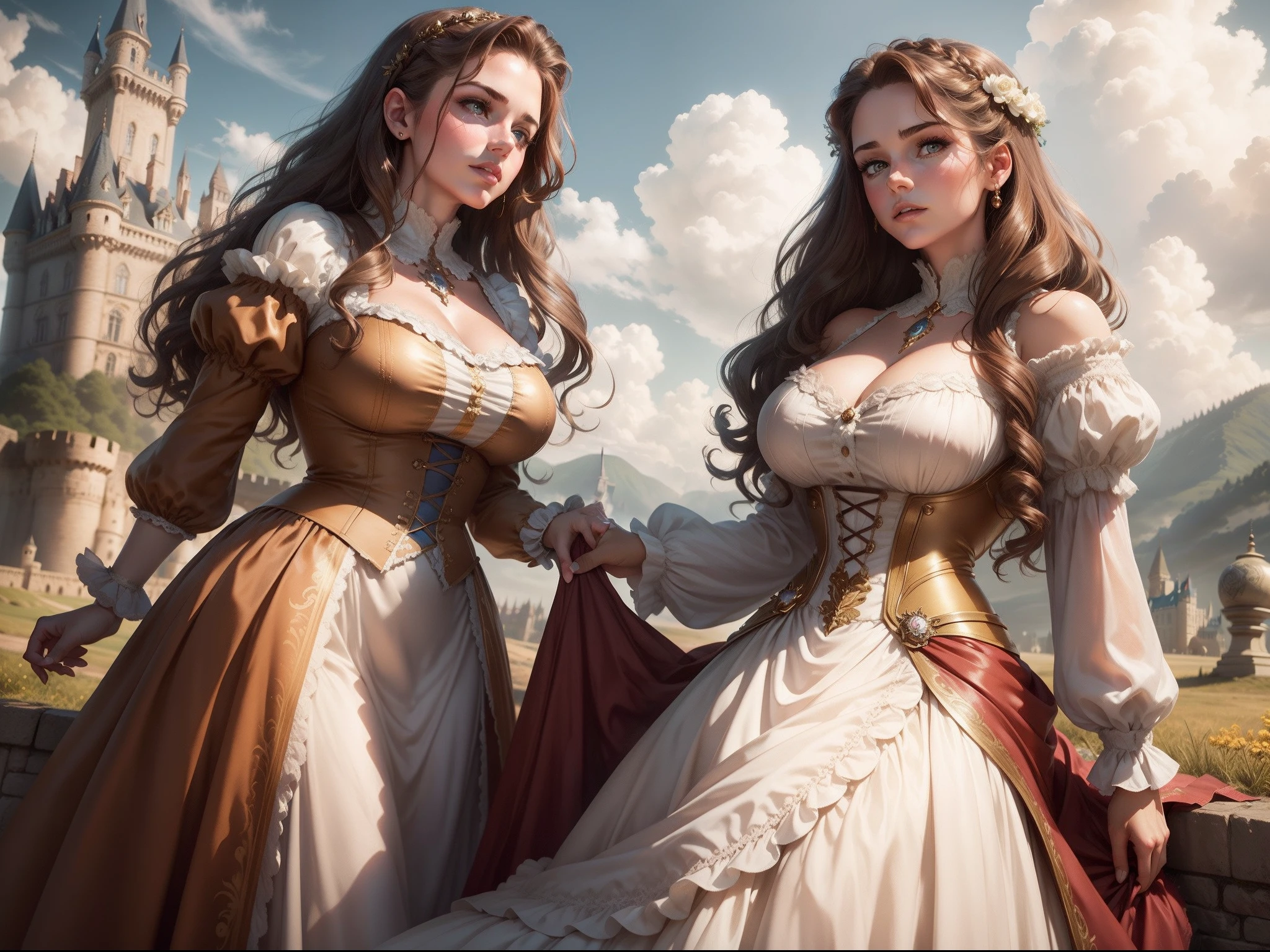 (masterpiece steampunk symmetry, best quality, dusk:1.3), Wide shot, a cute maldivian girl, fair skin, skinny, huge breasts, :o, fringe, honey blonde, hair bow, curl mascara, rural background, boreal steppe, Imperceptible detail, trending on Behance, nsfw