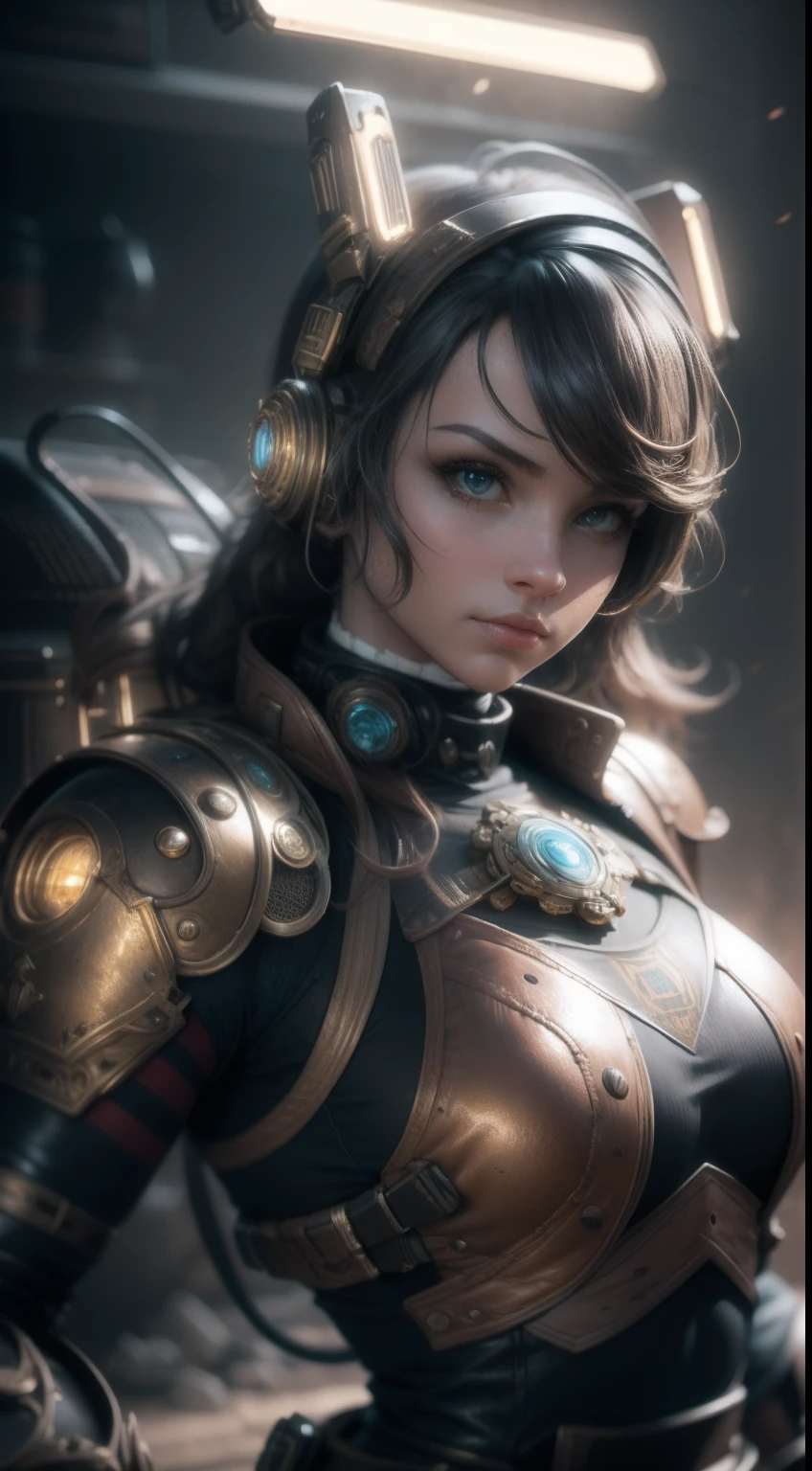 Rocky steampunk, Cinematic lighting, Highly detailed, Detailed armor, full bodyesbian,