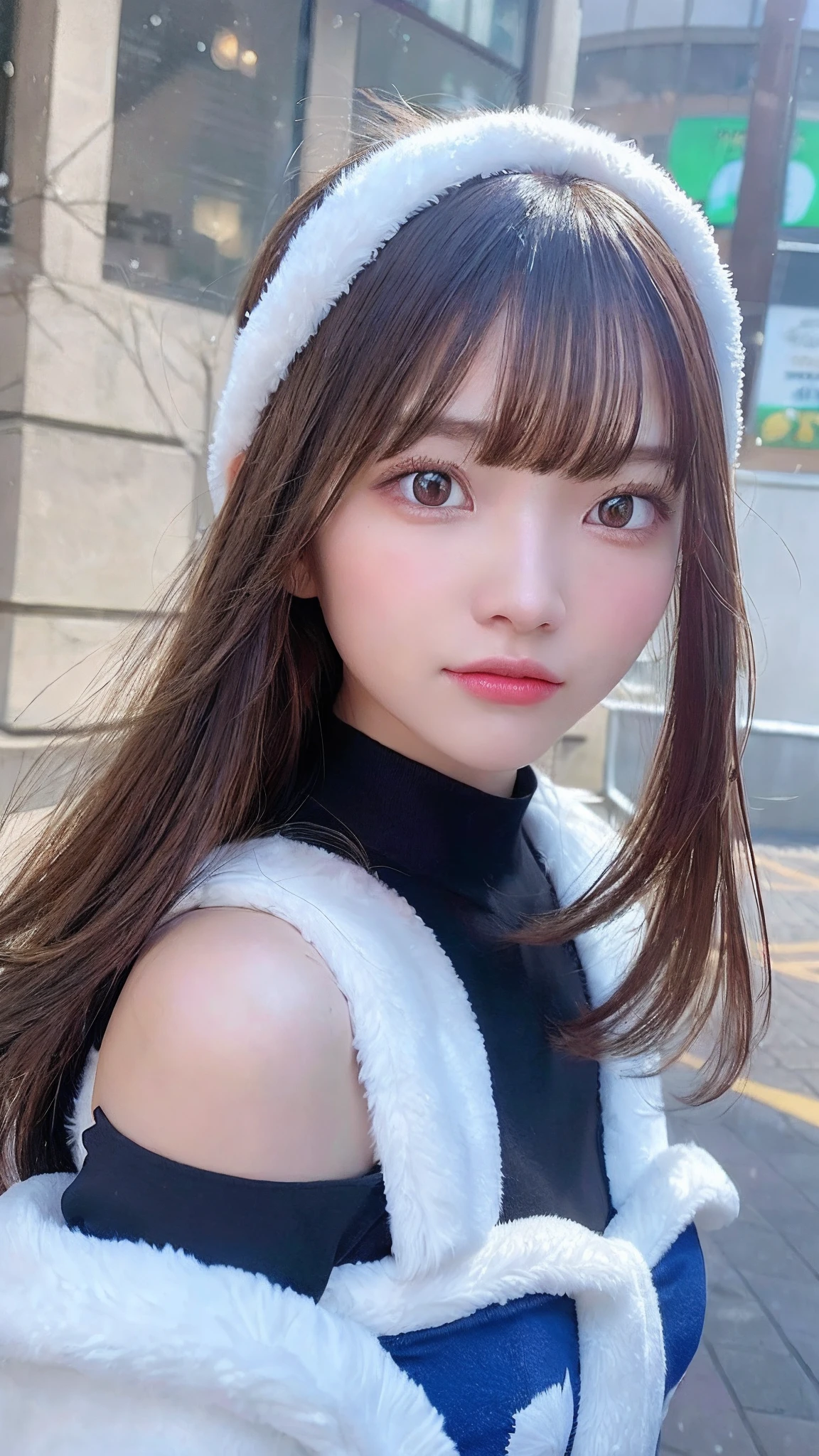 ((Best Quality, 8K, masutepiece: 1.3)), Character Miya Mobile Legends: Bang Bang , Sharp Focus: 1.2, Cute beautiful woman with perfect body: 1.4, Highly detailed face and skin texture, Natural skin without makeup, Detailed eyes, Christmas, Eye Focus Target, Realistic, Ultra Detail